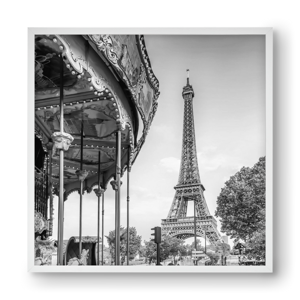 Typical Paris | monochrome, 40x40 cm (40x40 cm), Fehér keret
