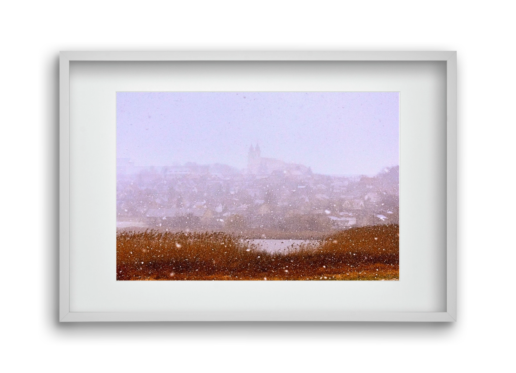 Tihany winter, 45x30 cm (30x20 cm), Fehér keret, paszpartuval