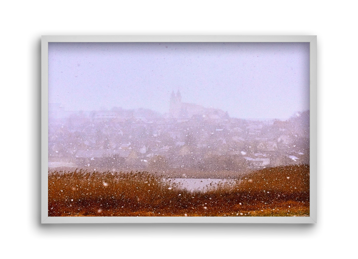 Tihany winter, 45x30 cm (45x30 cm), Fehér keret