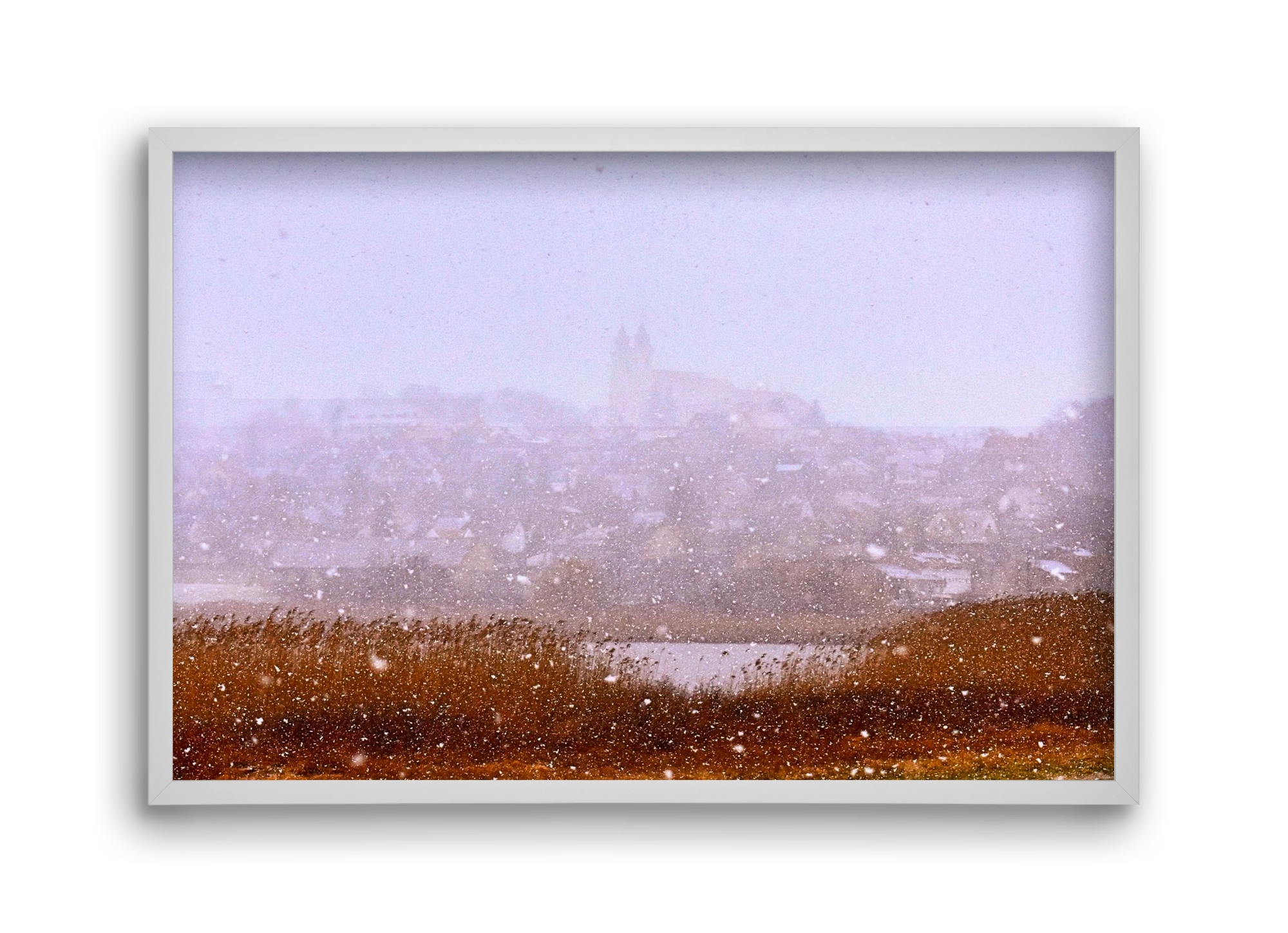 Tihany winter, 45x30 cm (45x30 cm), Fehér keret