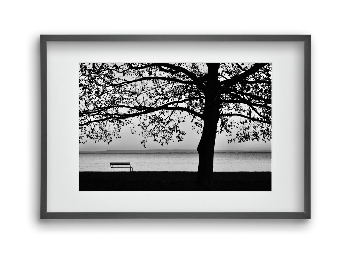 Badacsony part, 45x30 cm (30x20 cm), Fekete keret, paszpartuval