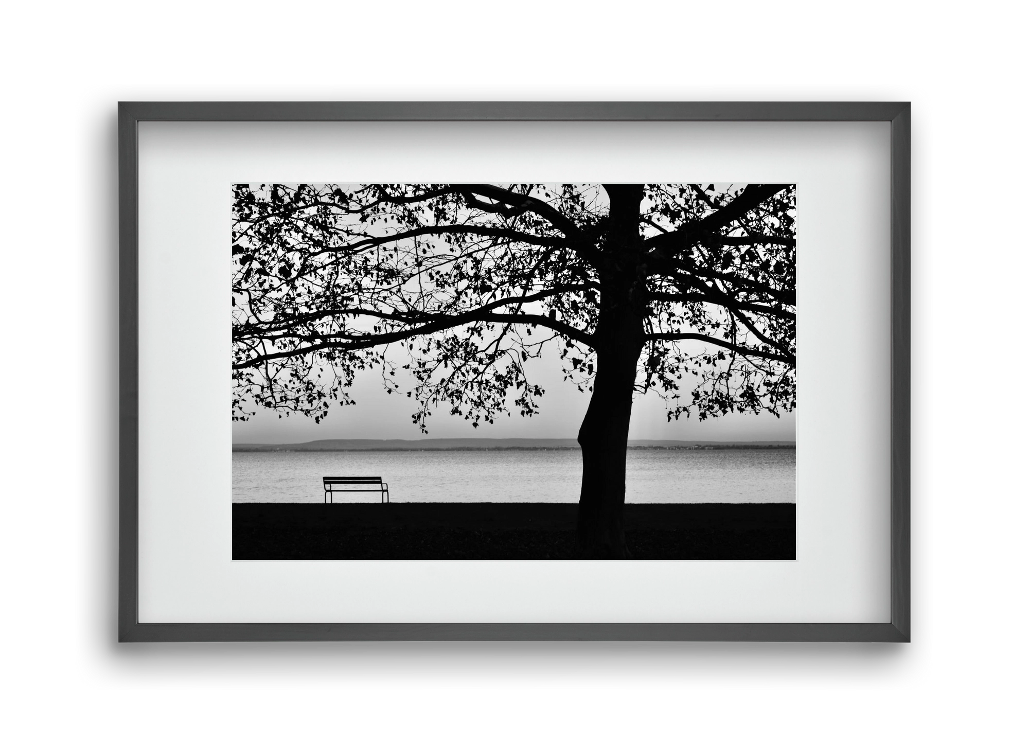 Badacsony part, 45x30 cm (30x20 cm), Fekete keret, paszpartuval