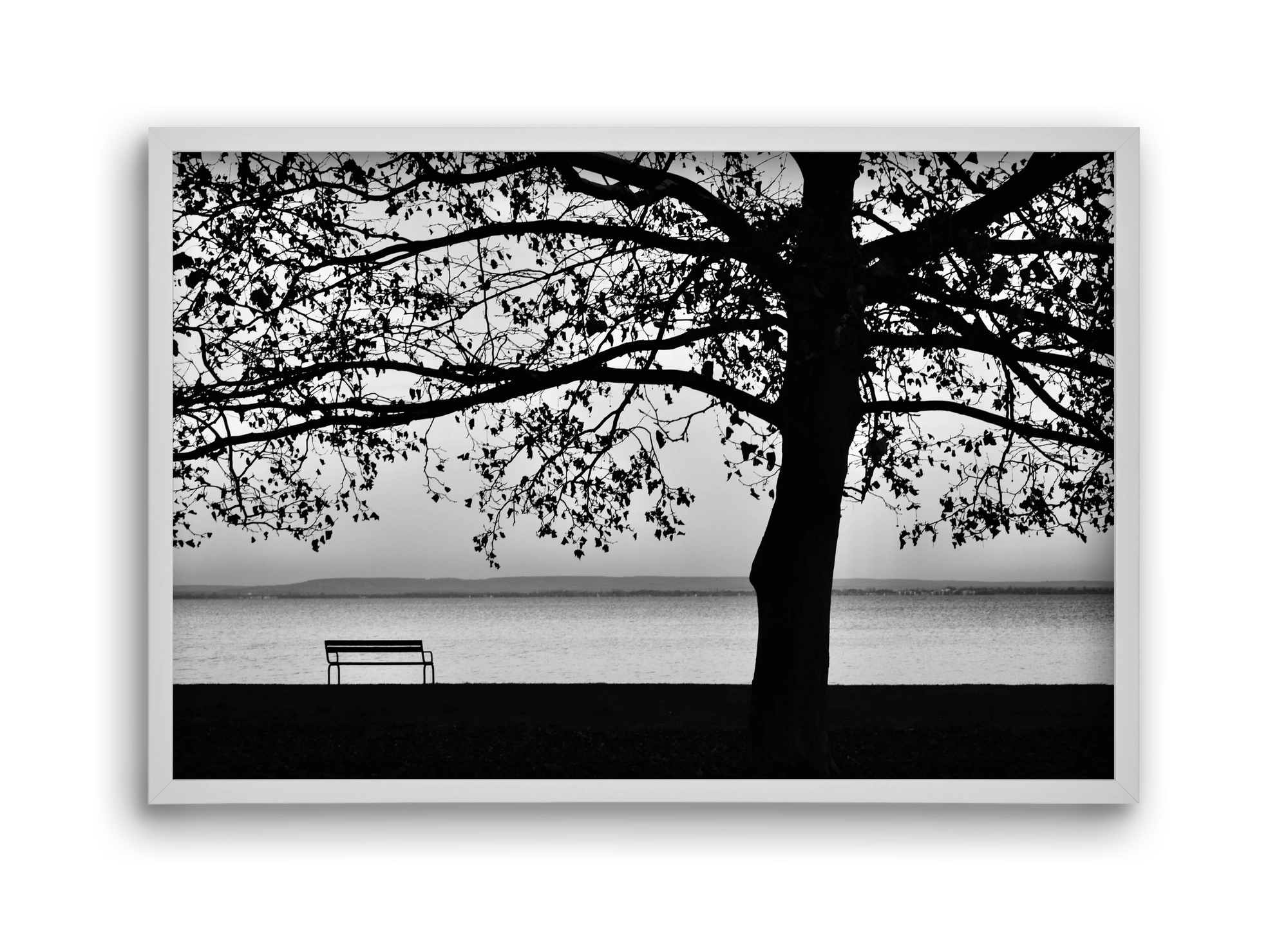 Badacsony part, 45x30 cm (45x30 cm), Fehér keret