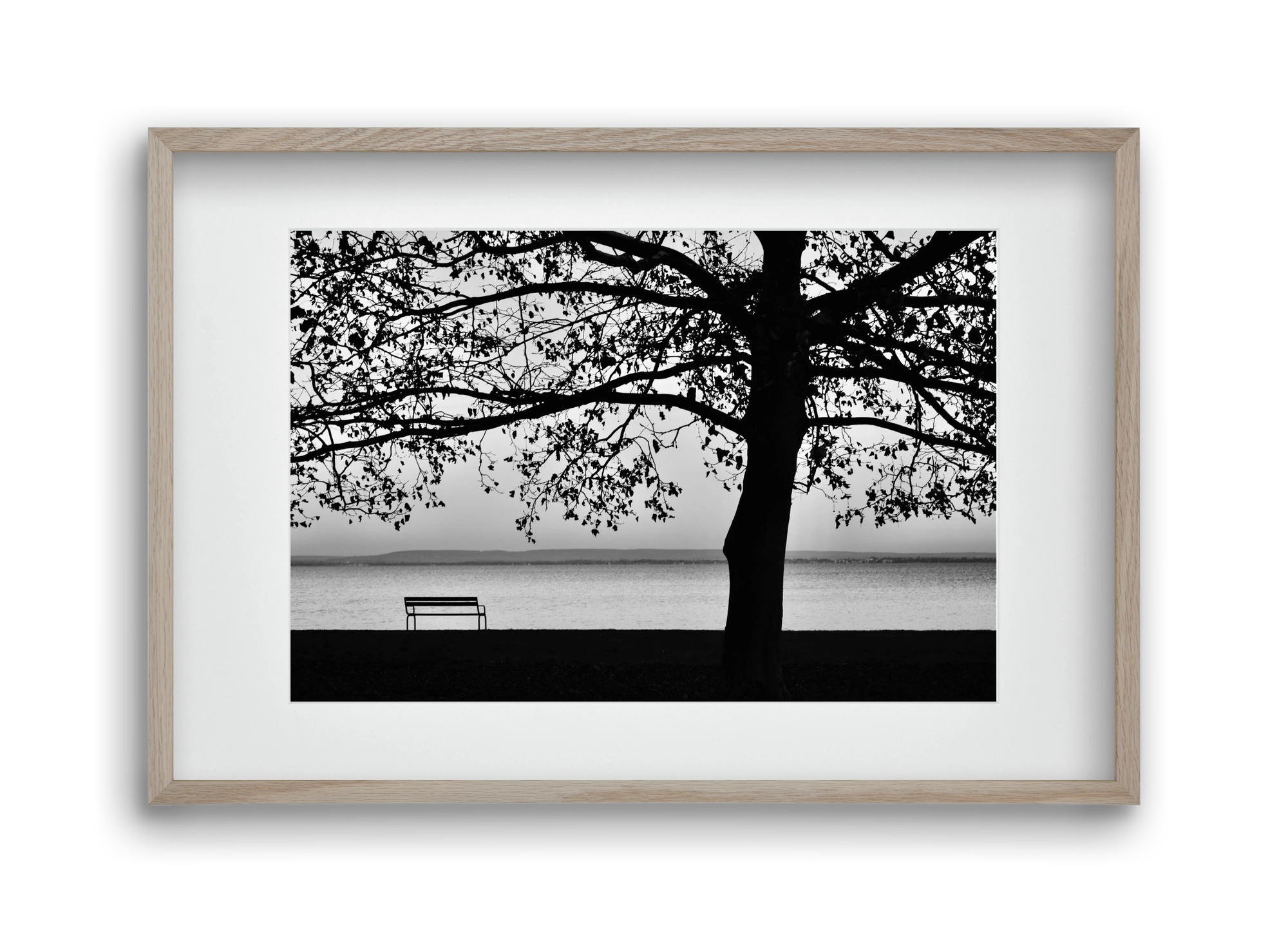 Badacsony part, 45x30 cm (30x20 cm), Tölgy keret, paszpartuval