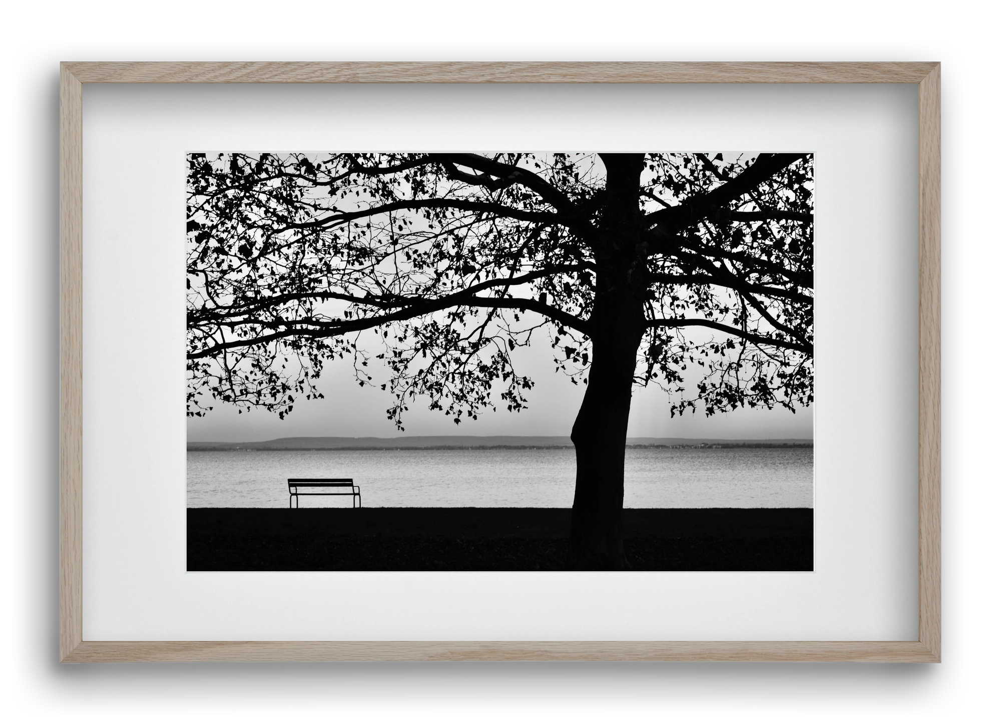 Badacsony part, 60x40 cm (45x30 cm), Tölgy keret, paszpartuval