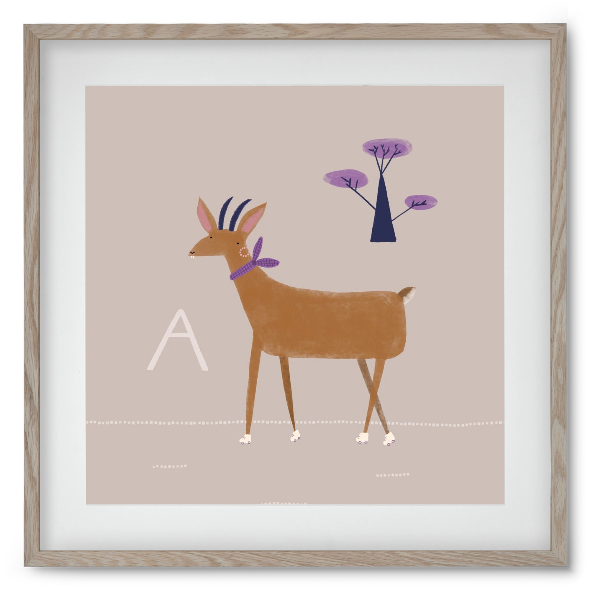 A, mint Antilop, 50x50 cm (40x40 cm), Tölgy keret, paszpartuval