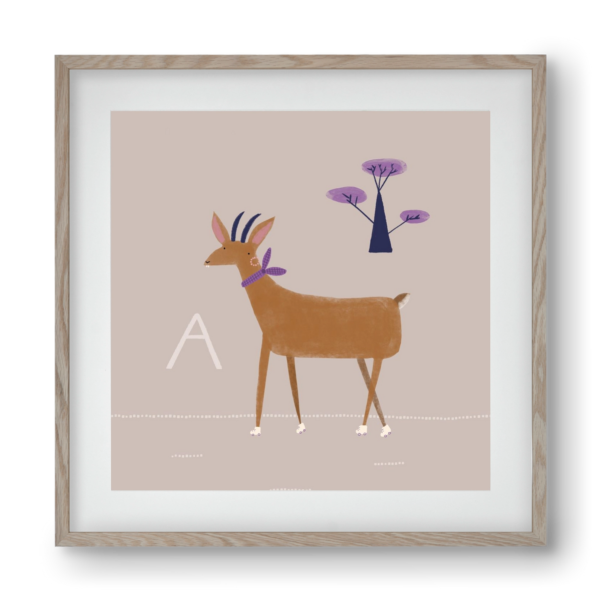 A, mint Antilop, 40x40 cm (30x30 cm), Tölgy keret, paszpartuval