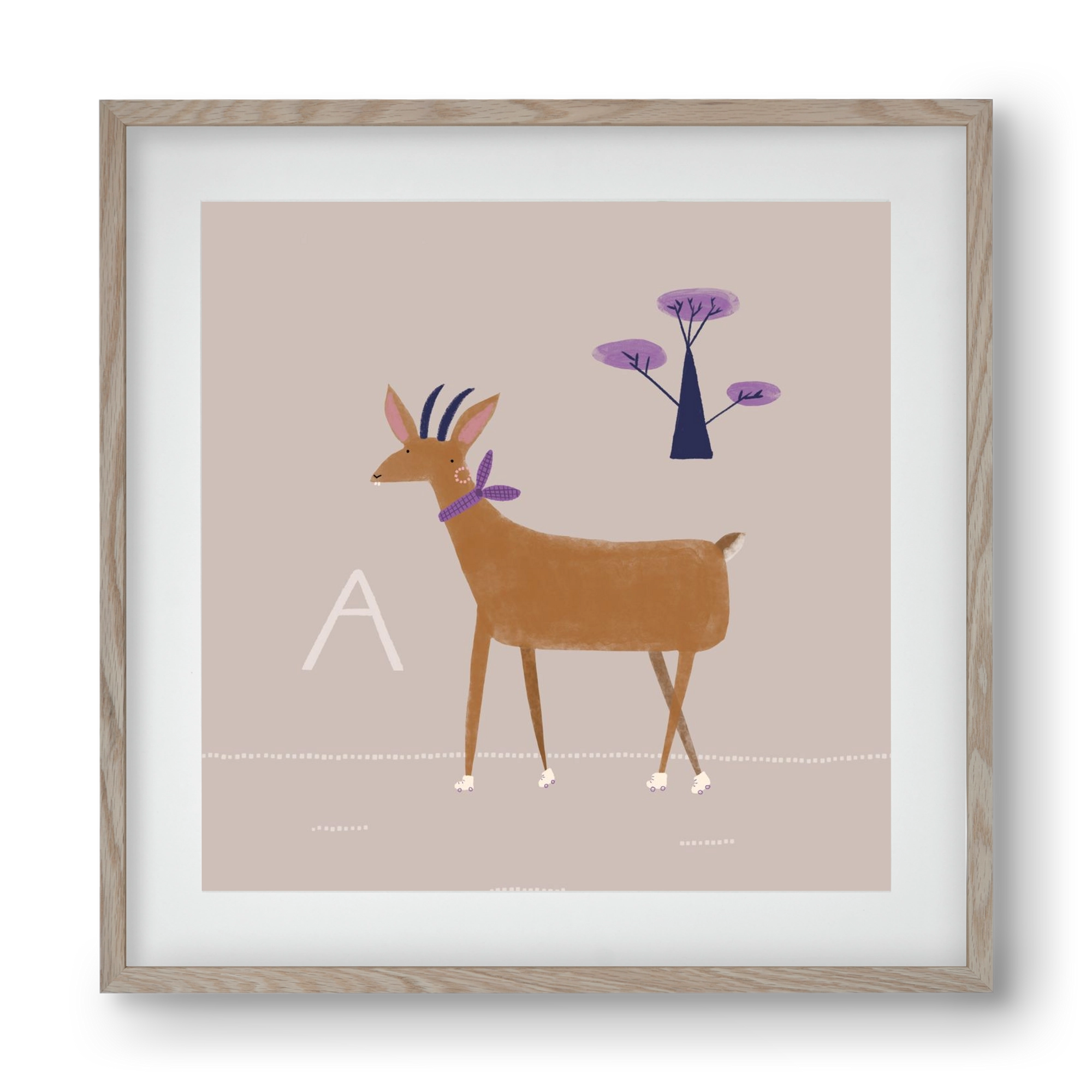 A, mint Antilop, 40x40 cm (30x30 cm), Tölgy keret, paszpartuval