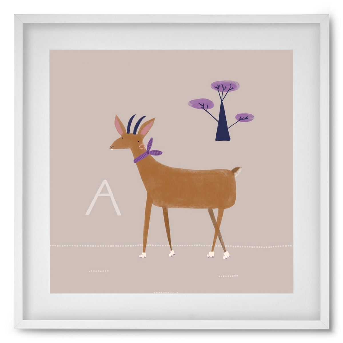 A, mint Antilop, 50x50 cm (40x40 cm), Fehér keret, paszpartuval