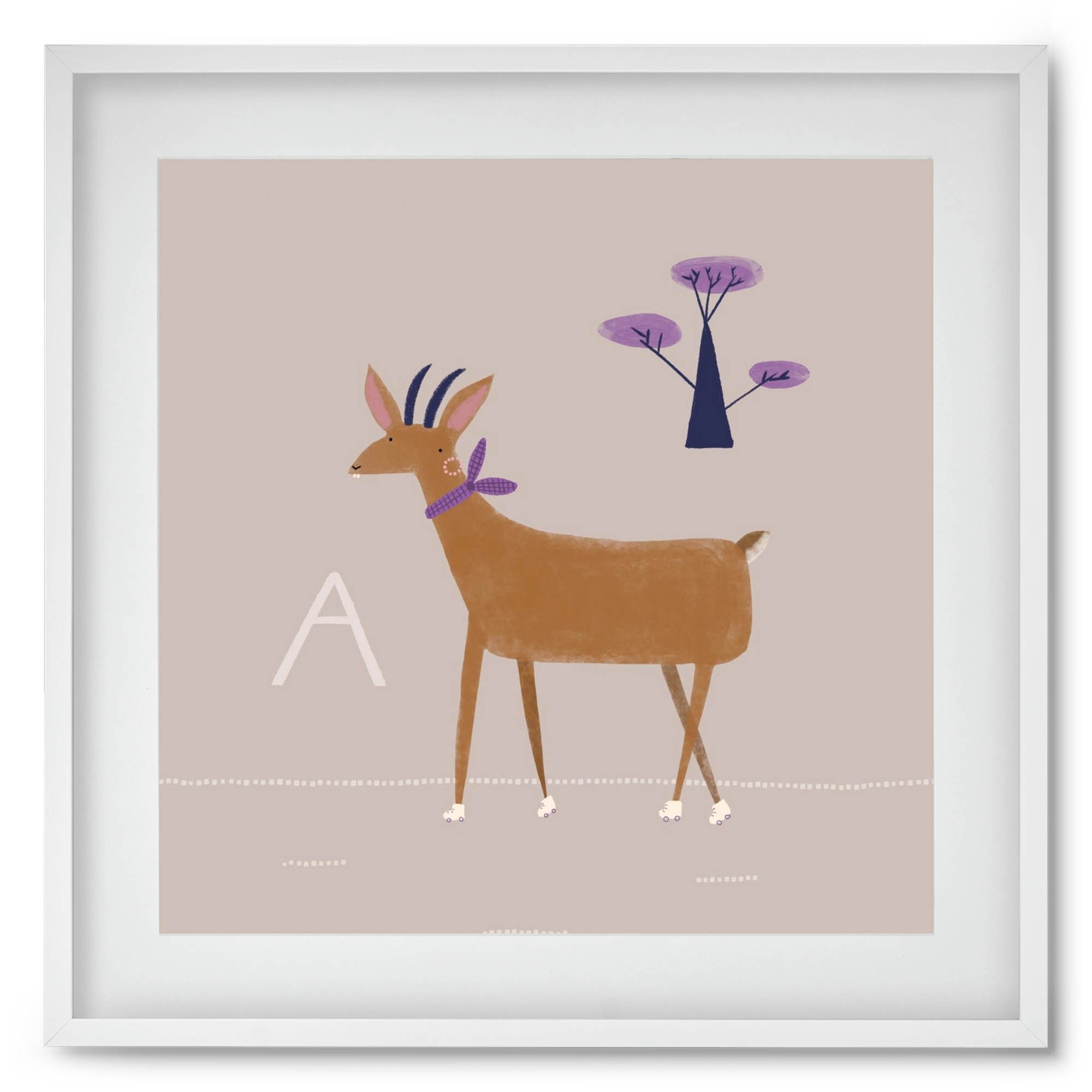 A, mint Antilop, 50x50 cm (40x40 cm), Fehér keret, paszpartuval