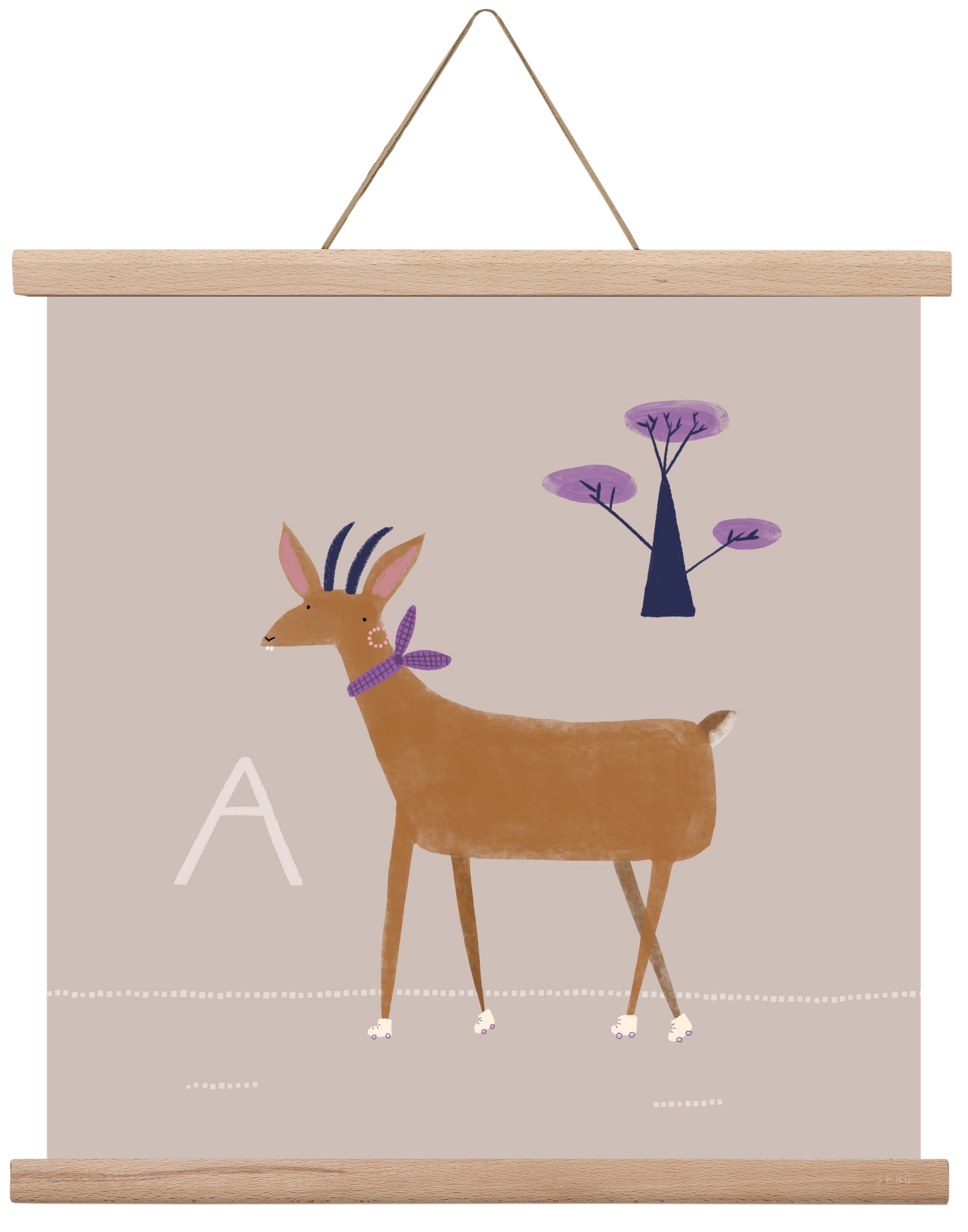 A, mint Antilop, 40x40 cm (40x40 cm), Tölgy akasztó