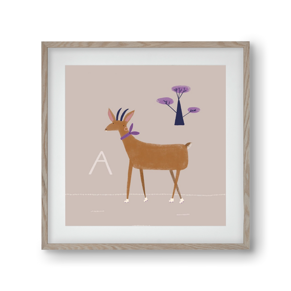 A, mint Antilop, 30x30 cm (20x20 cm), Tölgy keret, paszpartuval