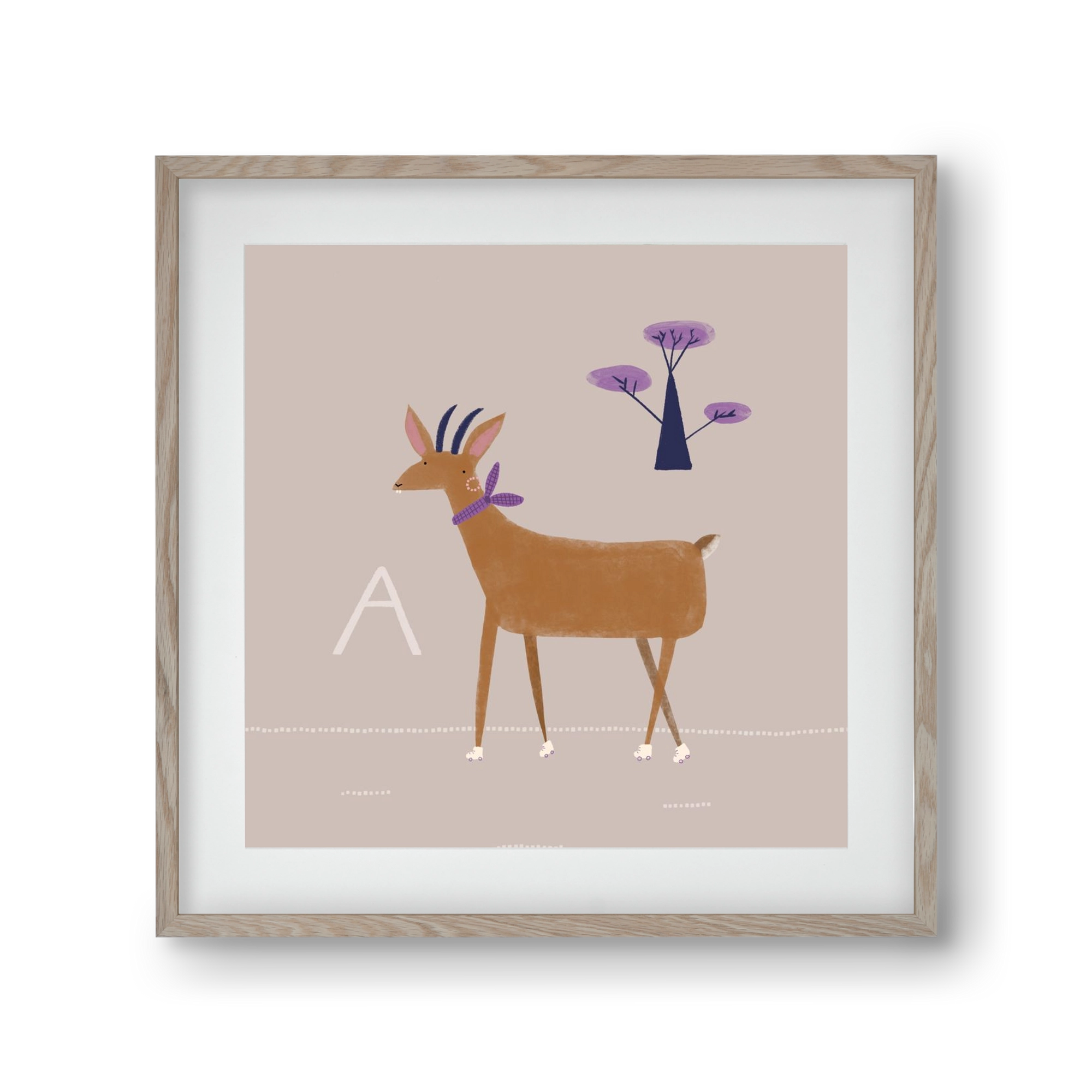 A, mint Antilop, 30x30 cm (20x20 cm), Tölgy keret, paszpartuval