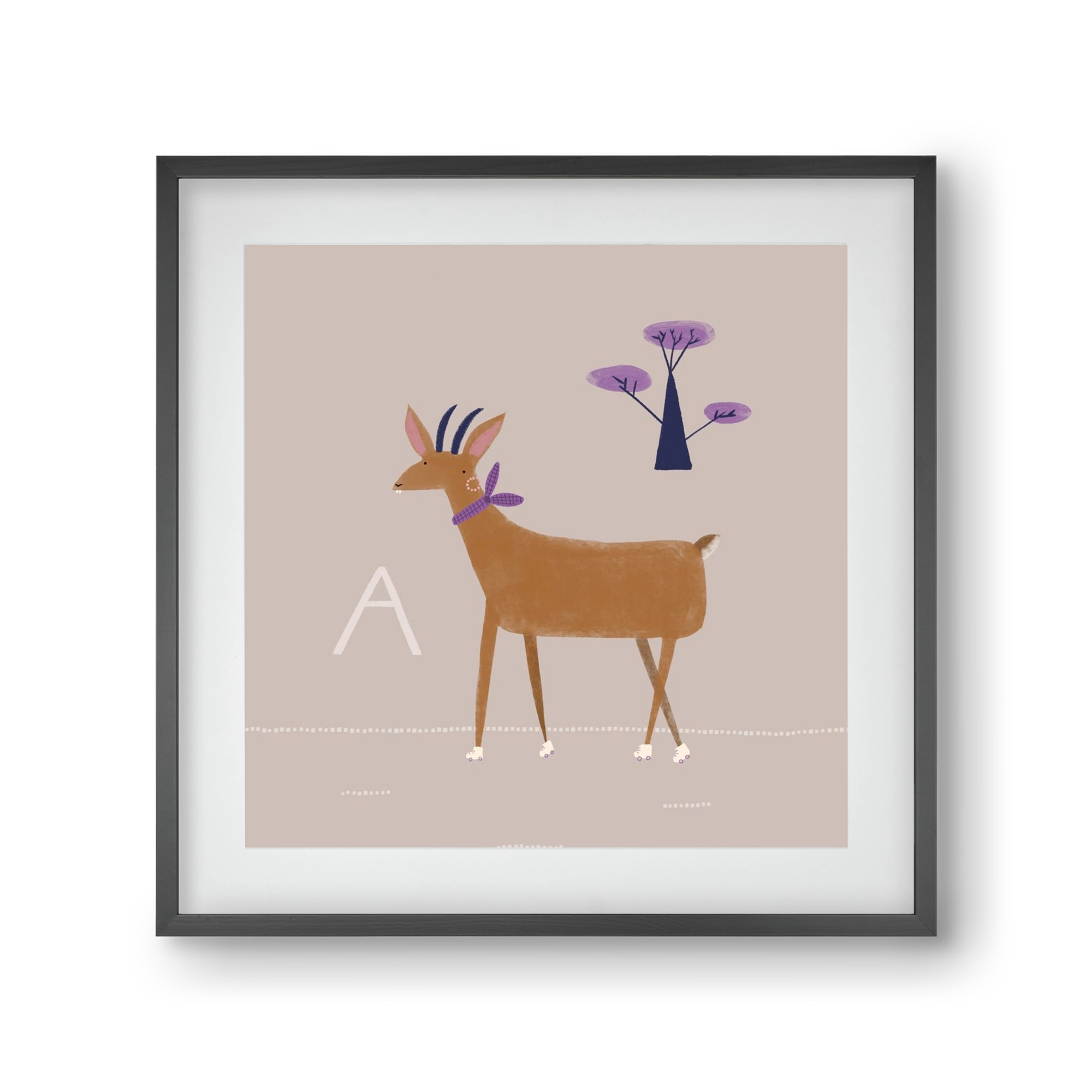 A, mint Antilop, 30x30 cm (20x20 cm), Fekete keret, paszpartuval