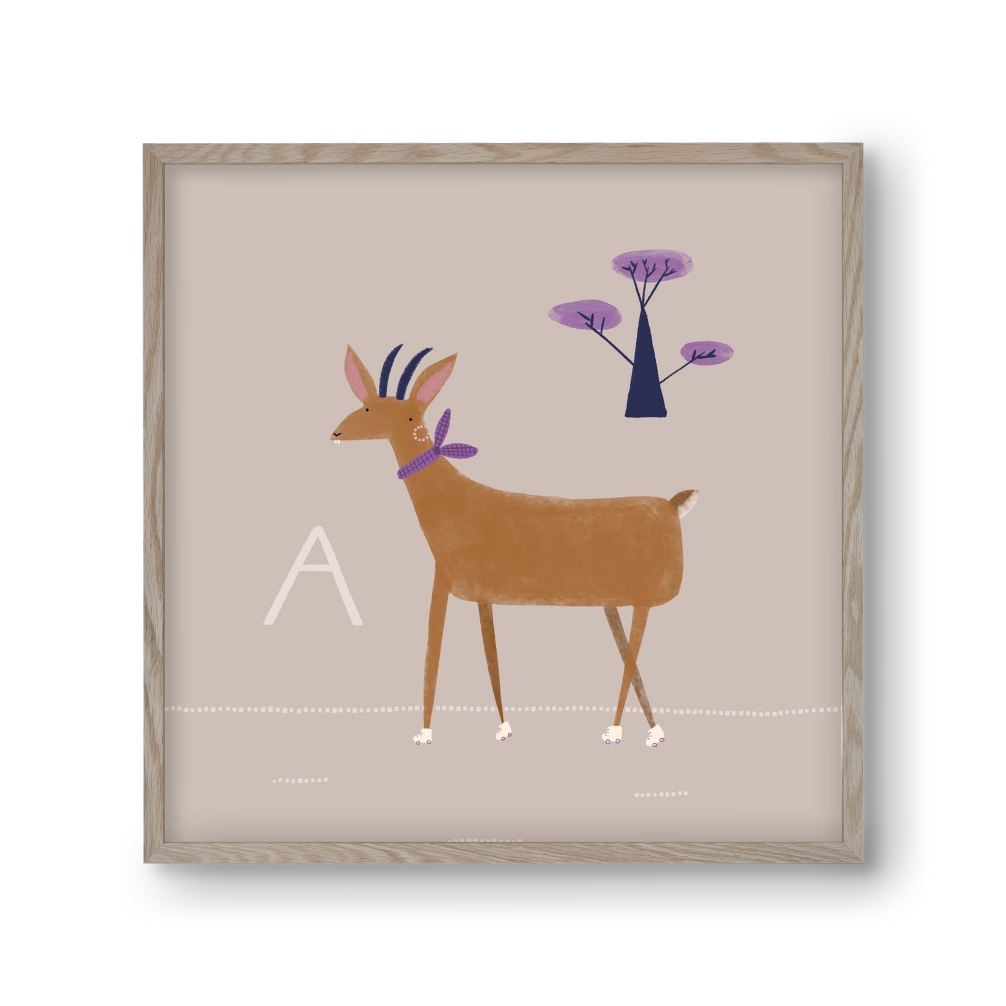 A, mint Antilop, 30x30 cm (30x30 cm), Tölgy keret