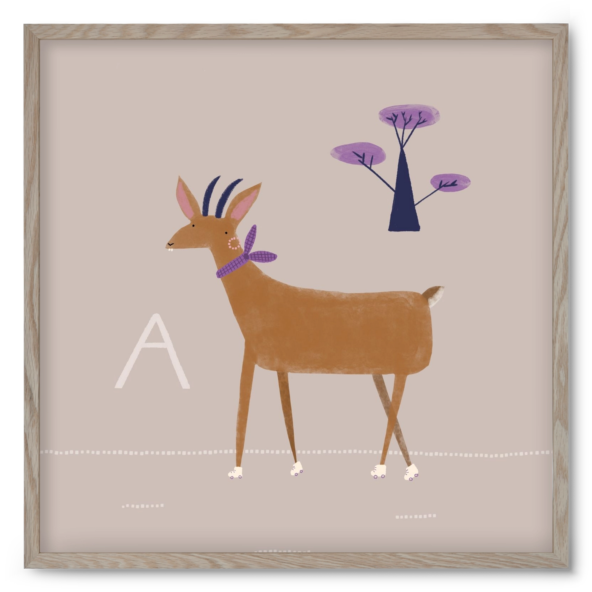 A, mint Antilop, 50x50 cm (50x50 cm), Tölgy keret