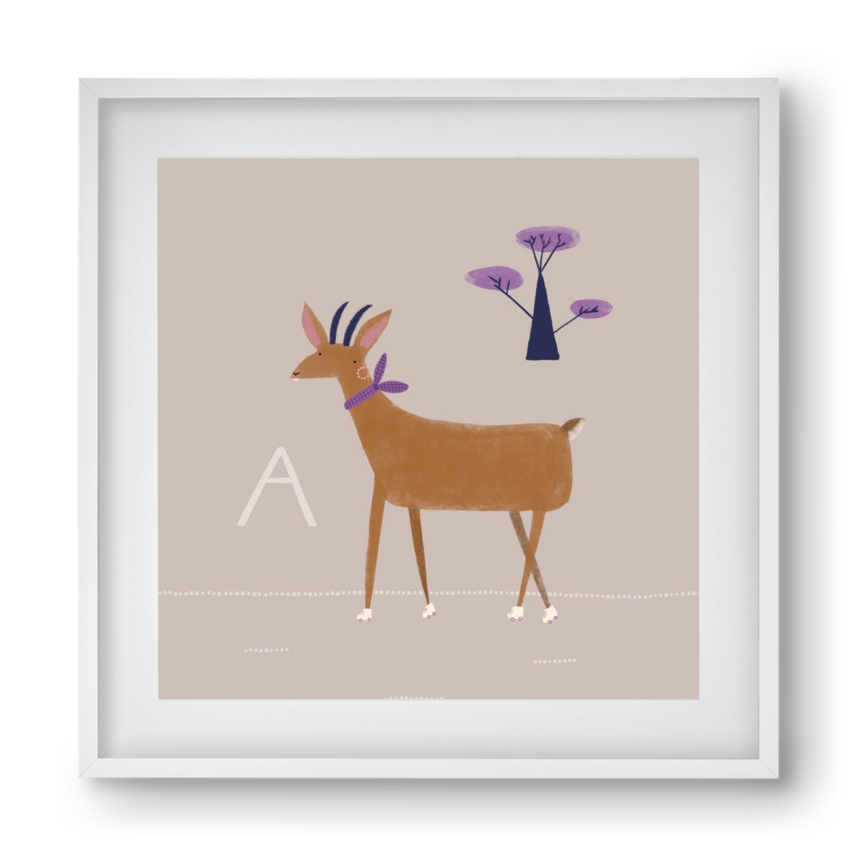 A, mint Antilop, 40x40 cm (30x30 cm), Fehér keret, paszpartuval