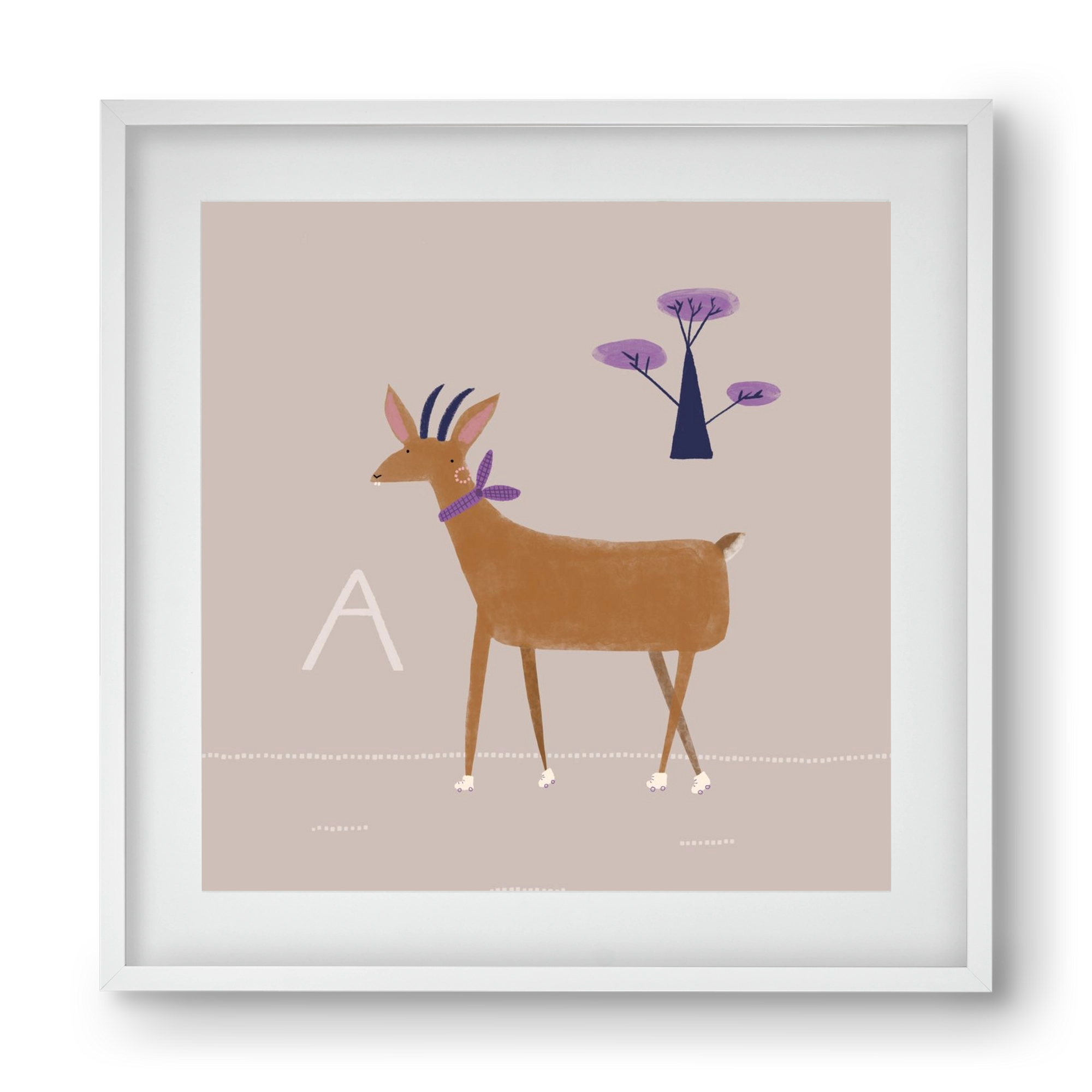 A, mint Antilop, 40x40 cm (30x30 cm), Fehér keret, paszpartuval