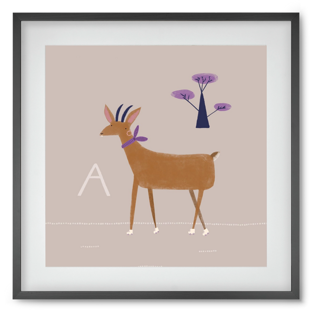 A, mint Antilop, 50x50 cm (40x40 cm), Fekete keret, paszpartuval