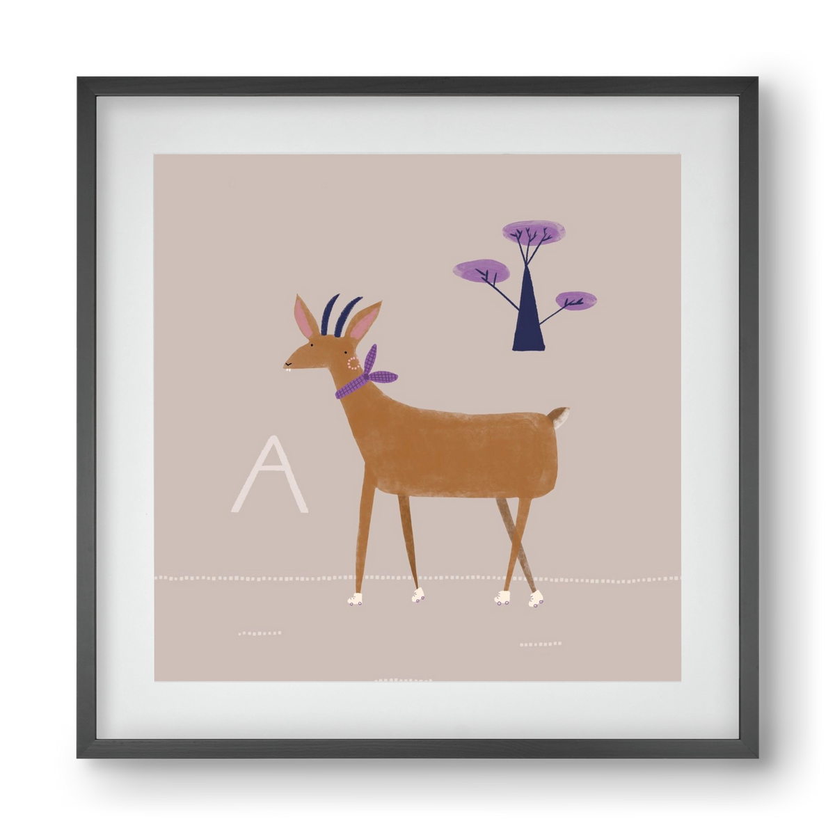 A, mint Antilop, 40x40 cm (30x30 cm), Fekete keret, paszpartuval