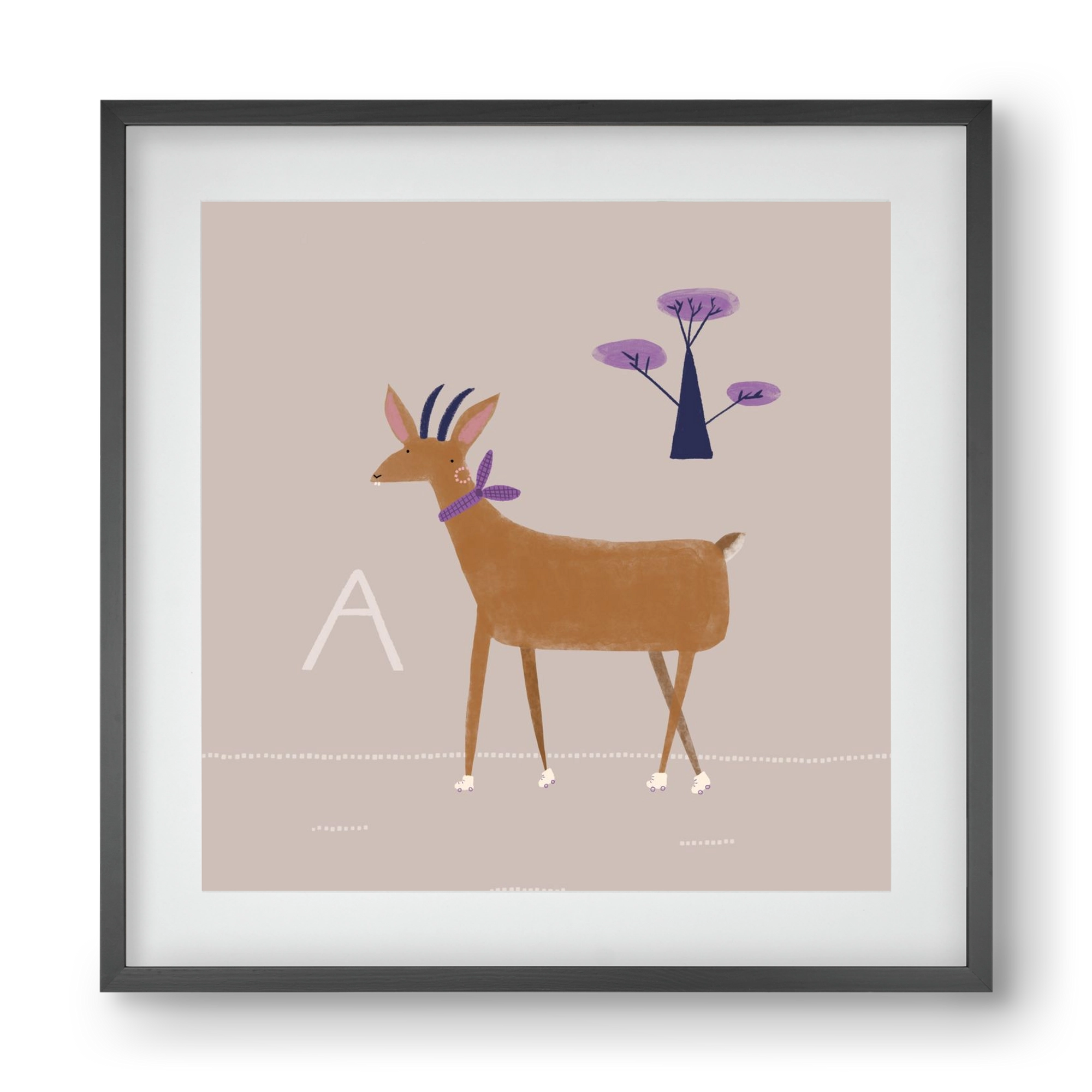 A, mint Antilop, 40x40 cm (30x30 cm), Fekete keret, paszpartuval