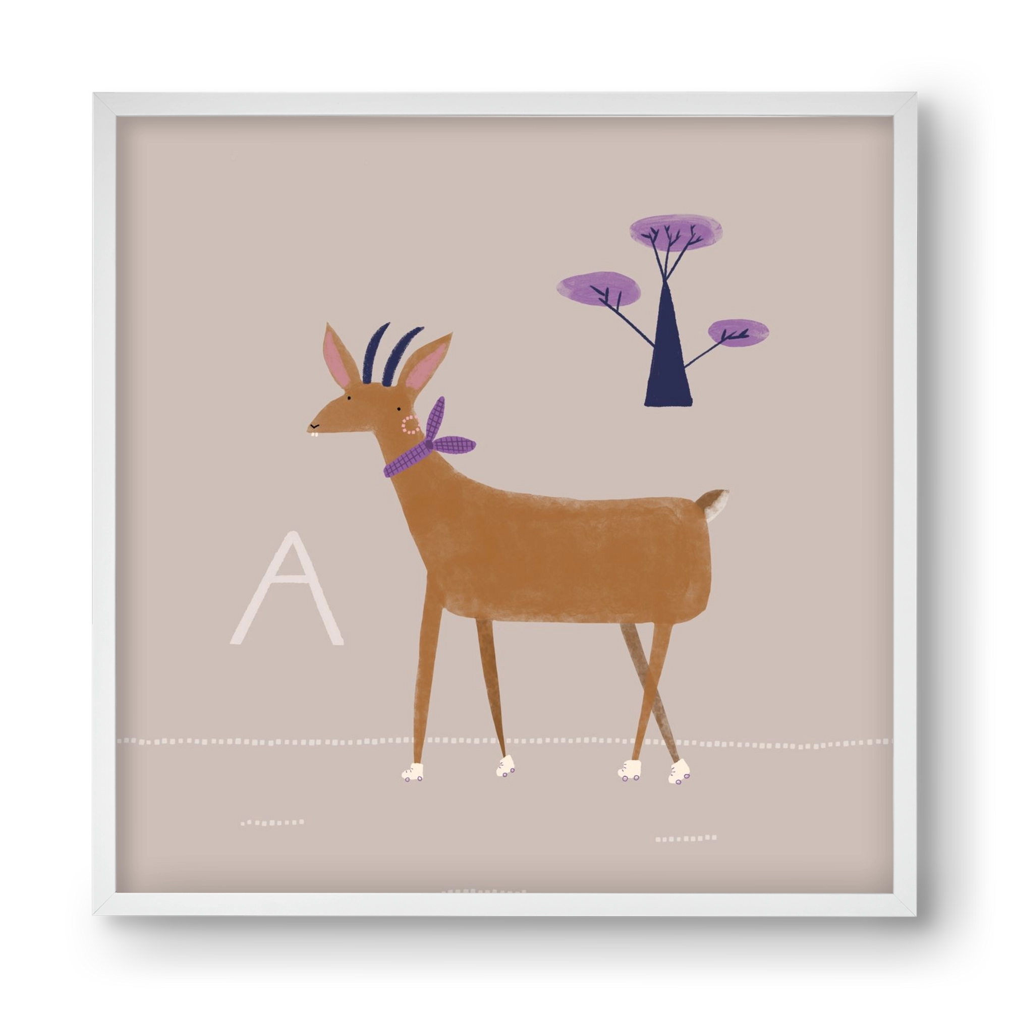 A, mint Antilop, 40x40 cm (40x40 cm), Fehér keret