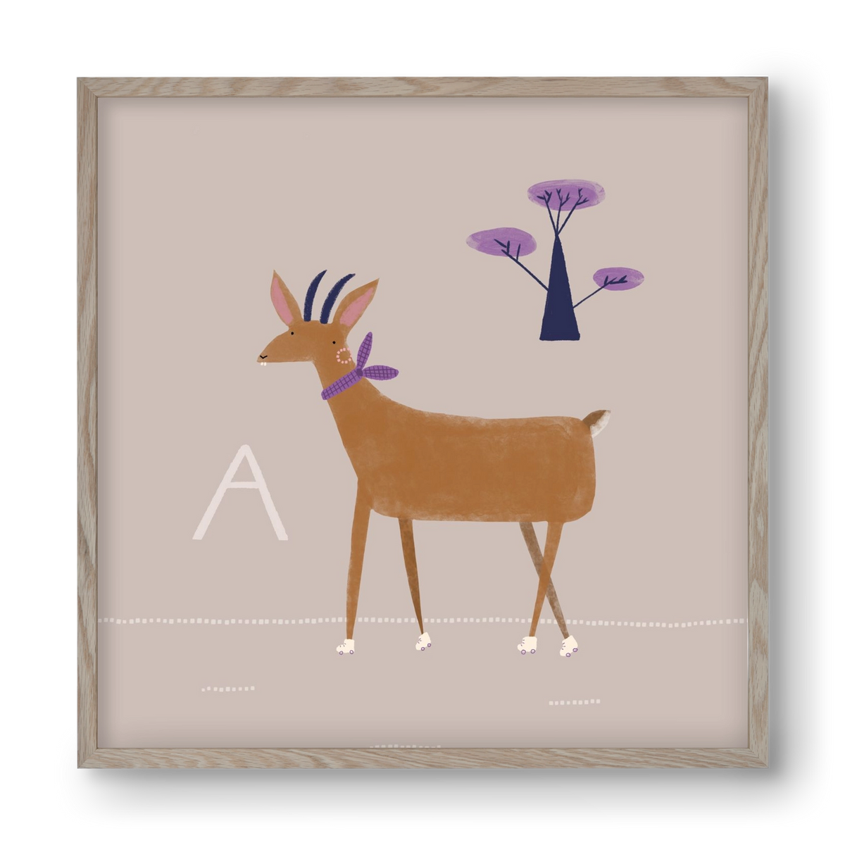 A, mint Antilop, 40x40 cm (40x40 cm), Tölgy keret