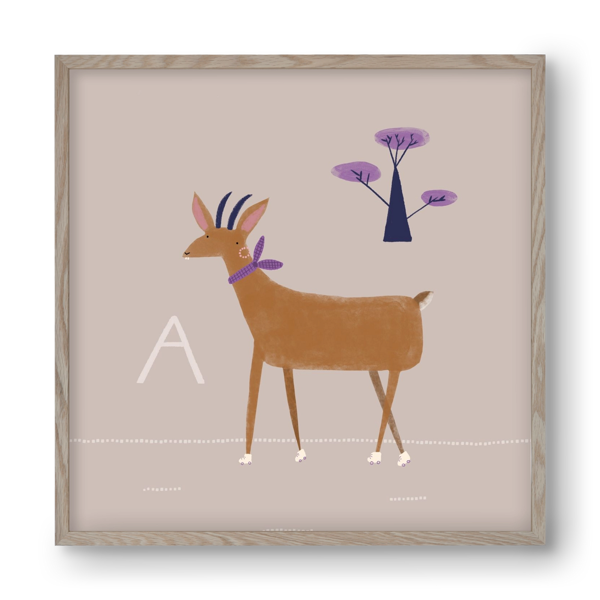 A, mint Antilop, 40x40 cm (40x40 cm), Tölgy keret