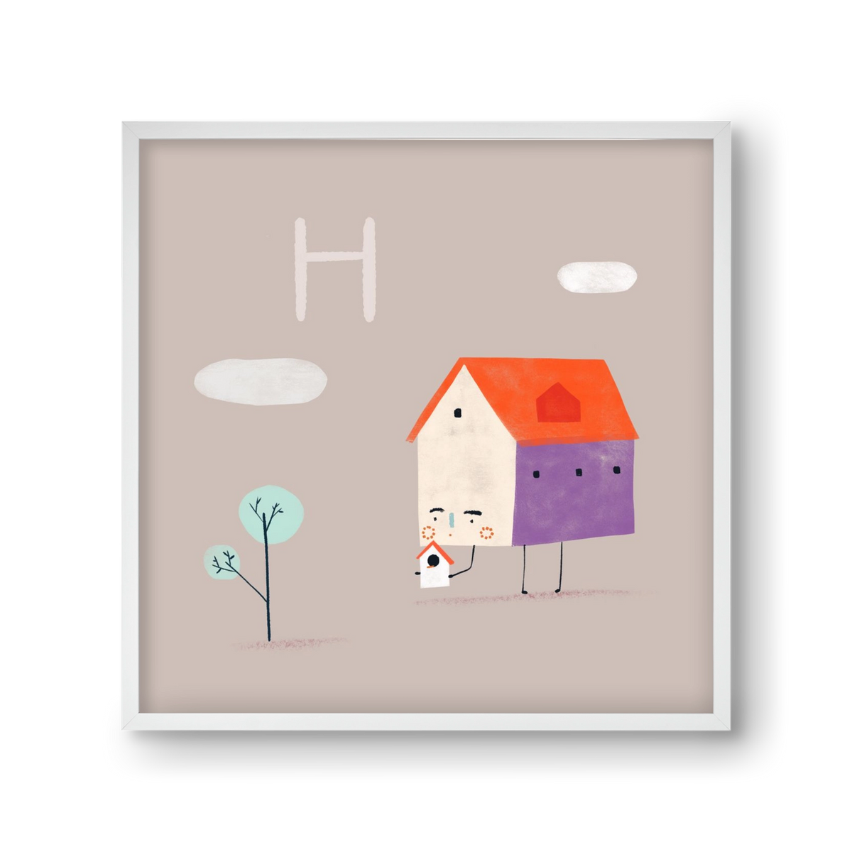 H, mint Házikó, 30x30 cm (30x30 cm), Fehér keret