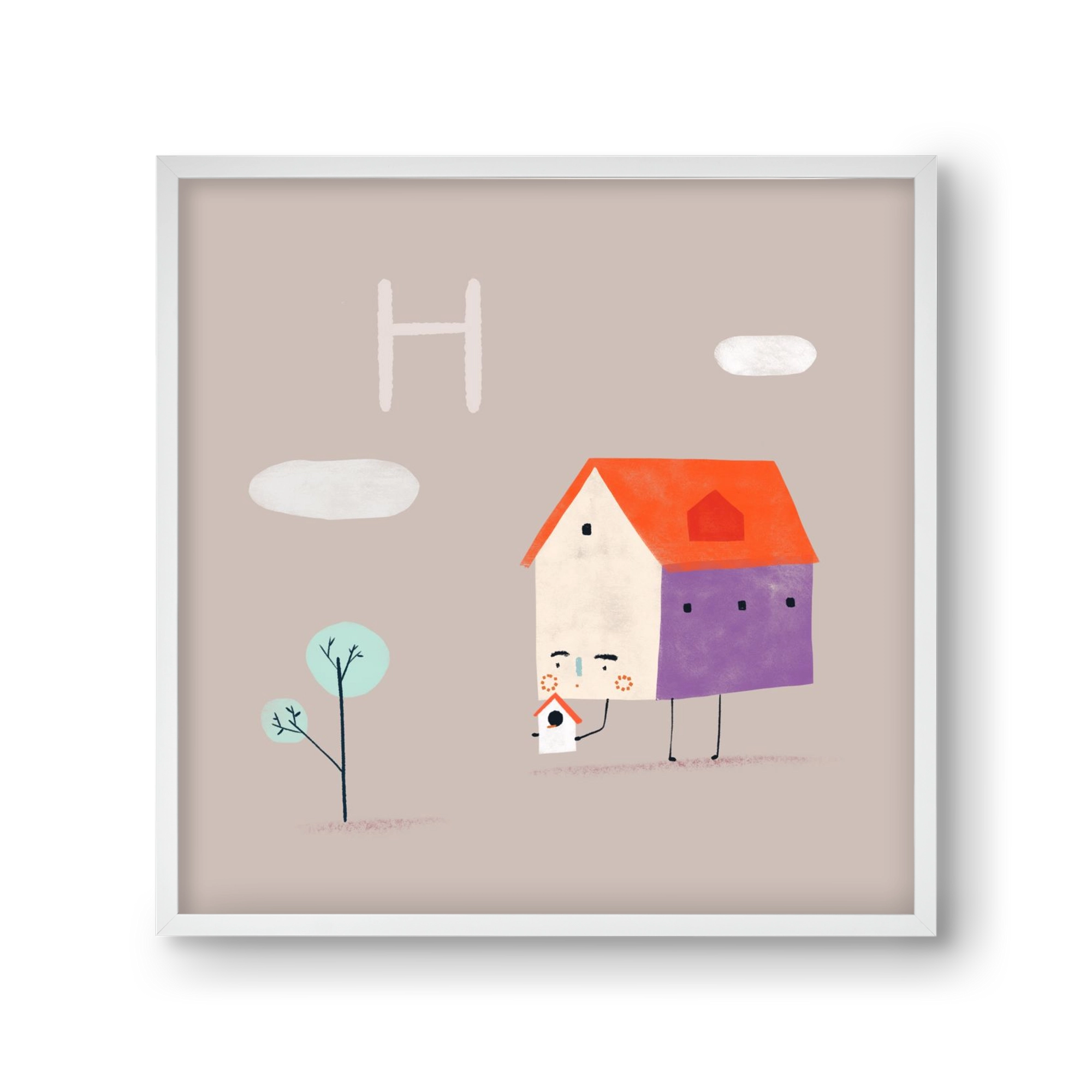 H, mint Házikó, 30x30 cm (30x30 cm), Fehér keret