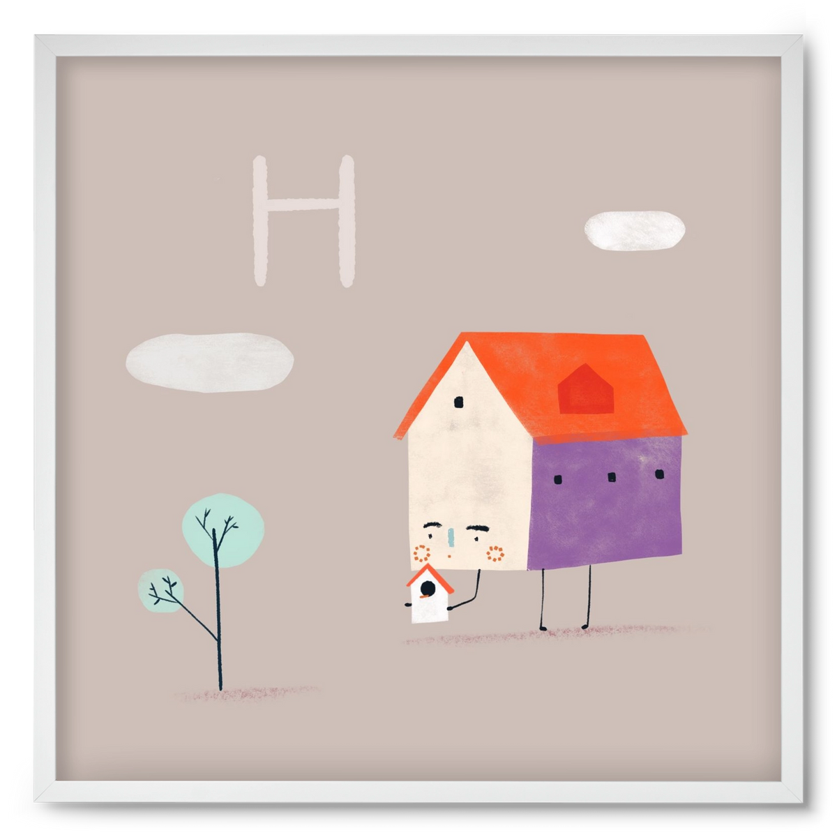 H, mint Házikó, 50x50 cm (50x50 cm), Fehér keret