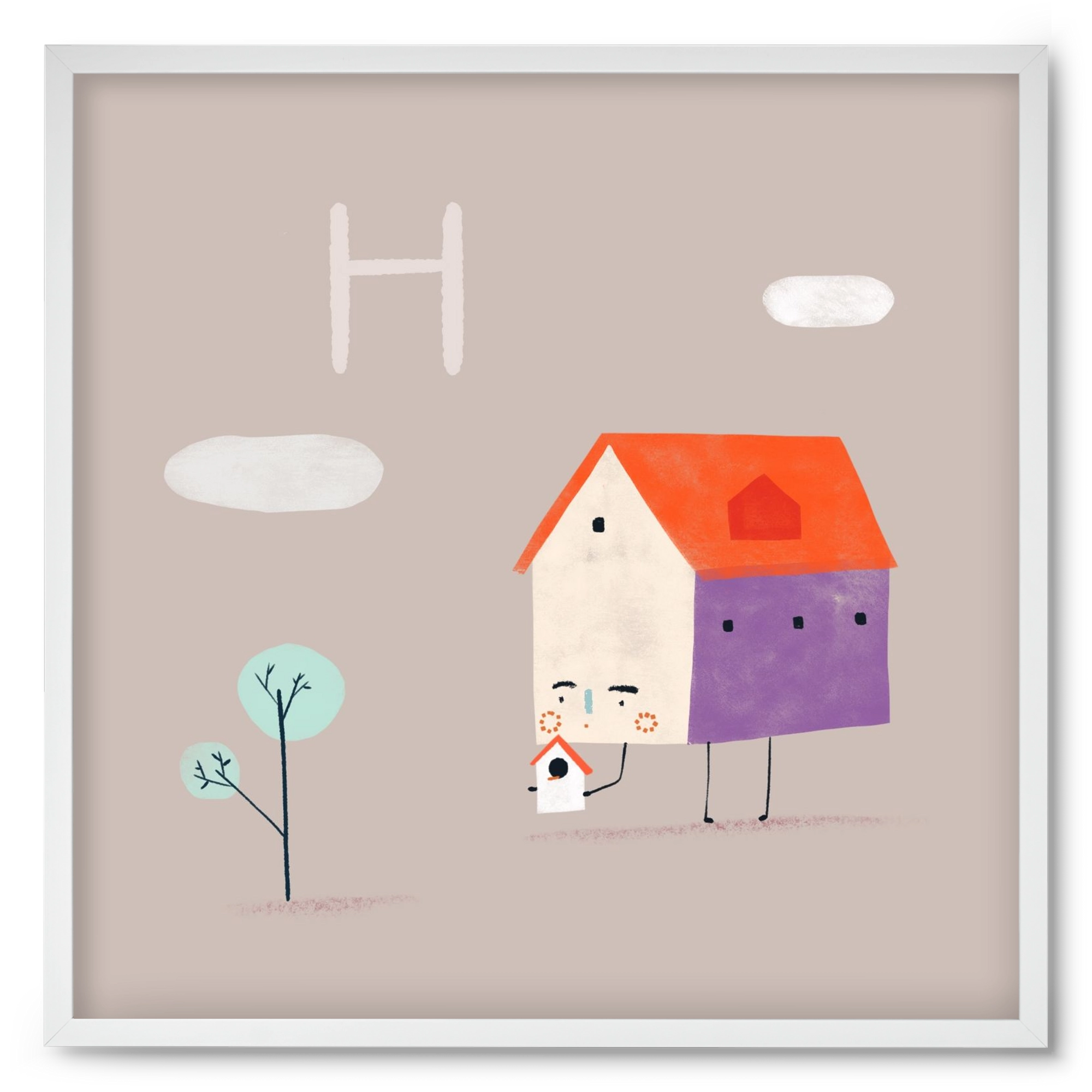 H, mint Házikó, 50x50 cm (50x50 cm), Fehér keret