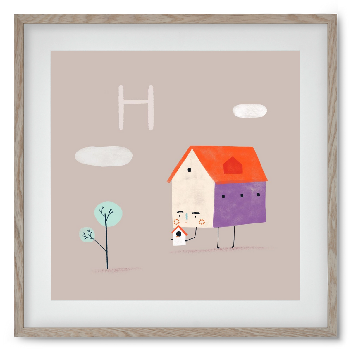 H, mint Házikó, 50x50 cm (40x40 cm), Tölgy keret, paszpartuval