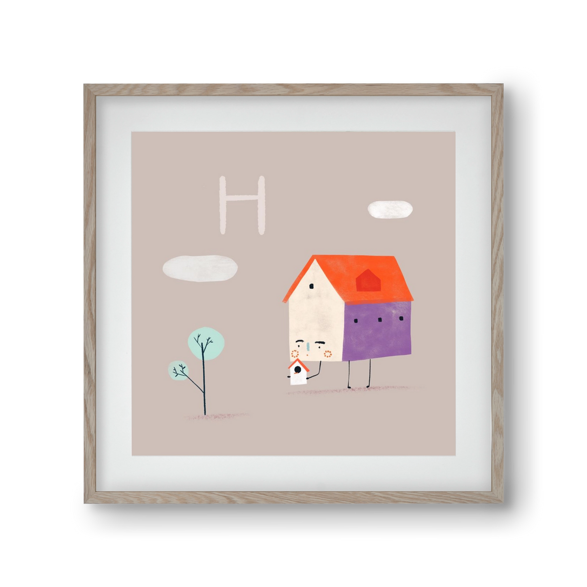 H, mint Házikó, 30x30 cm (20x20 cm), Tölgy keret, paszpartuval