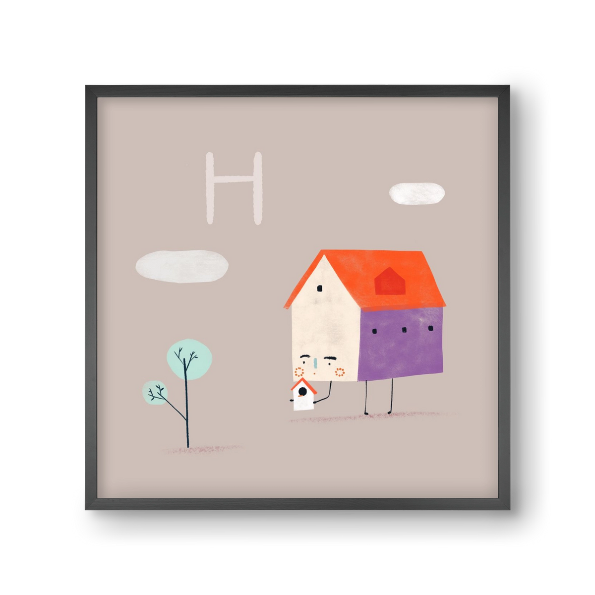 H, mint Házikó, 30x30 cm (30x30 cm), Fekete keret