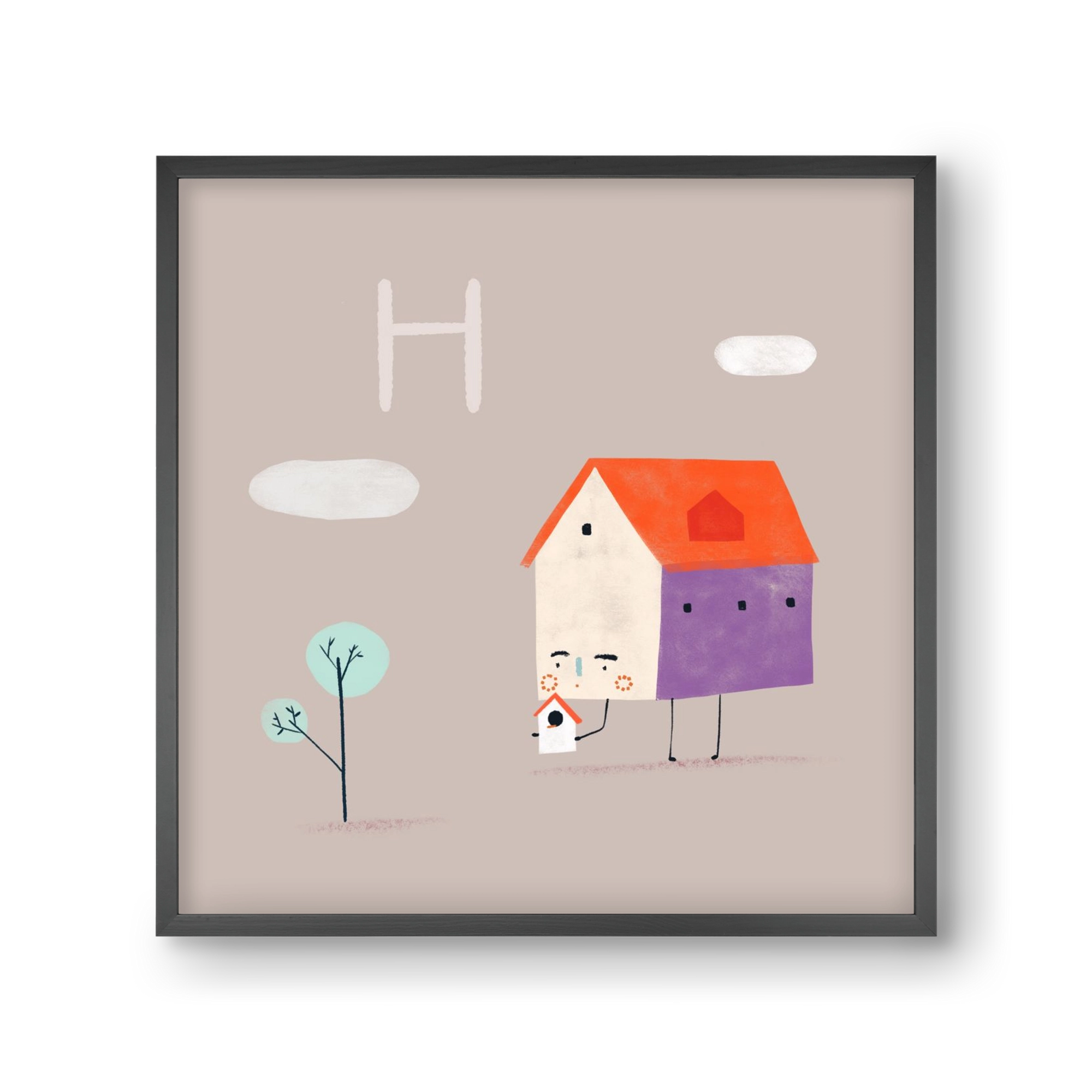 H, mint Házikó, 30x30 cm (30x30 cm), Fekete keret