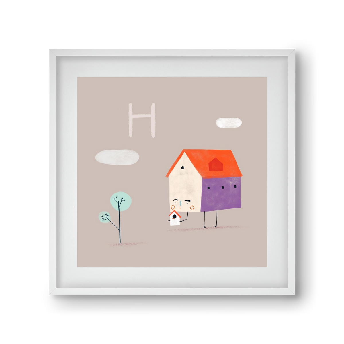 H, mint Házikó, 30x30 cm (20x20 cm), Fehér keret, paszpartuval