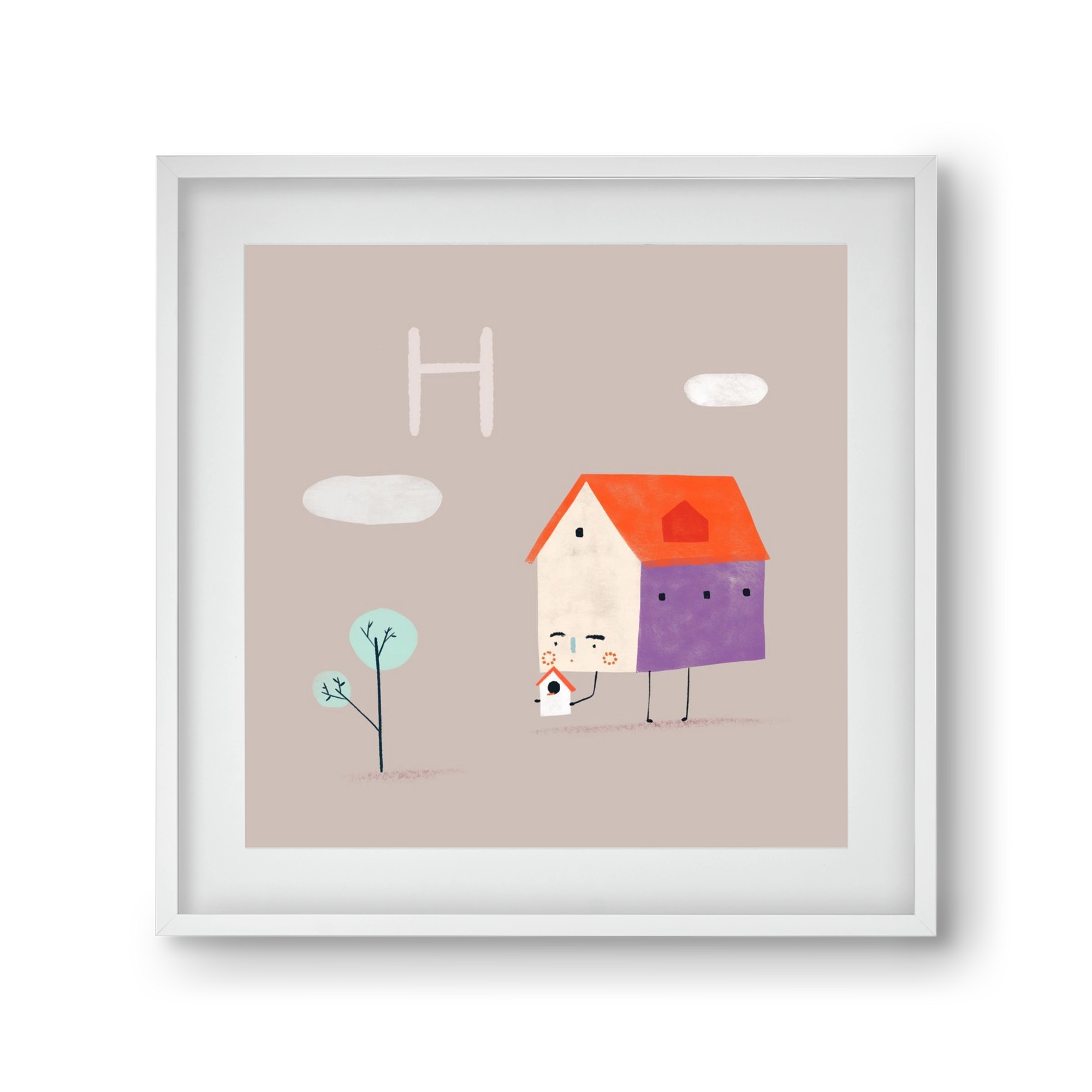 H, mint Házikó, 30x30 cm (20x20 cm), Fehér keret, paszpartuval