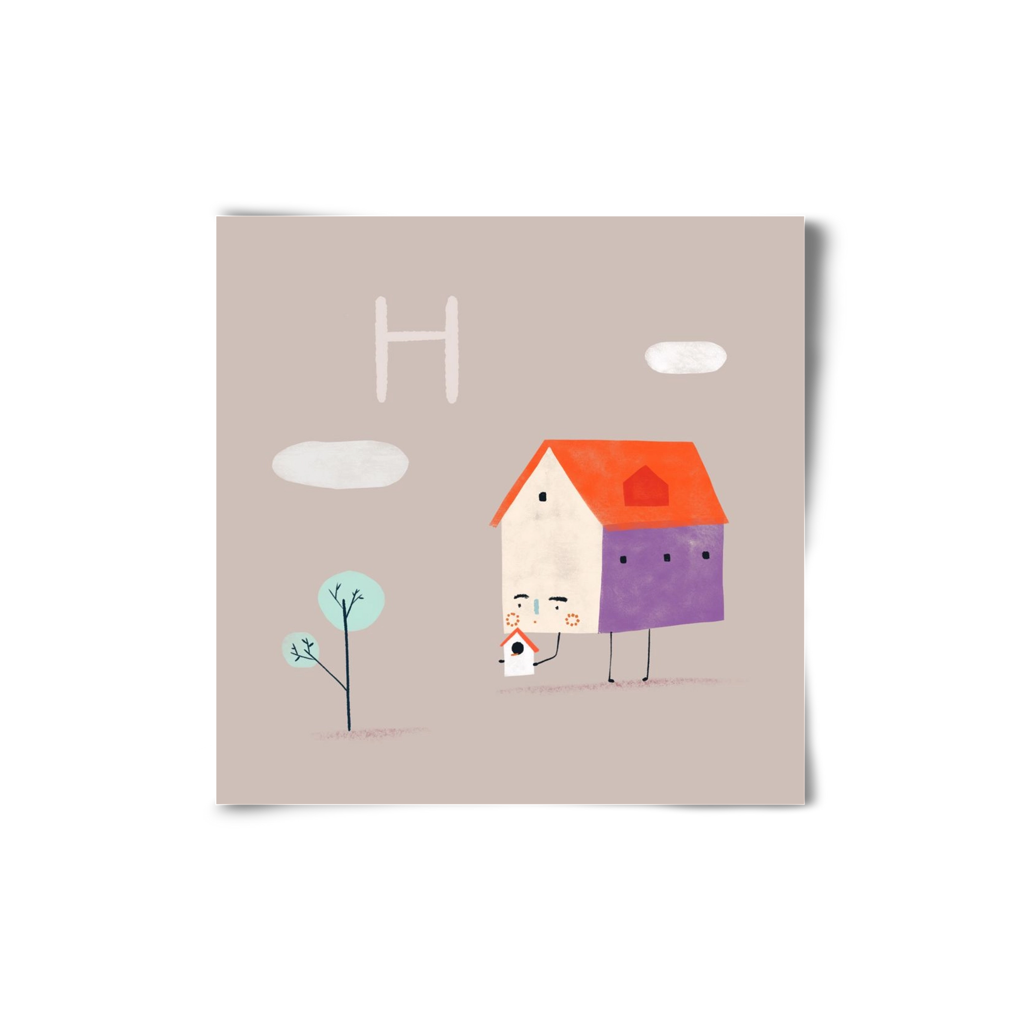 H, mint Házikó, 20x20 cm, Keret nélkül