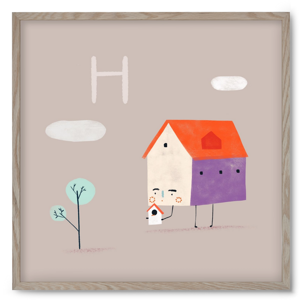 H, mint Házikó, 50x50 cm (50x50 cm), Tölgy keret