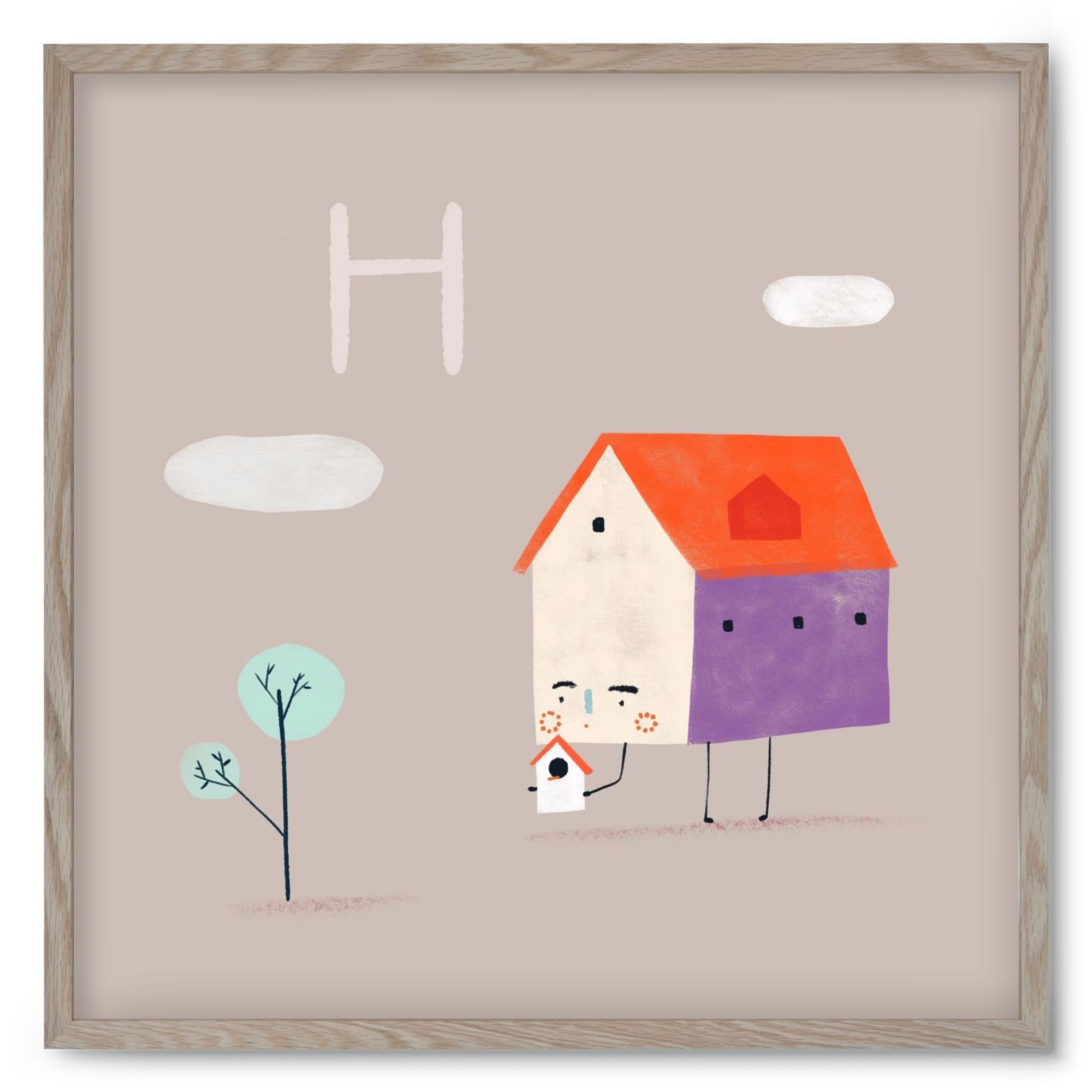 H, mint Házikó, 50x50 cm (50x50 cm), Tölgy keret