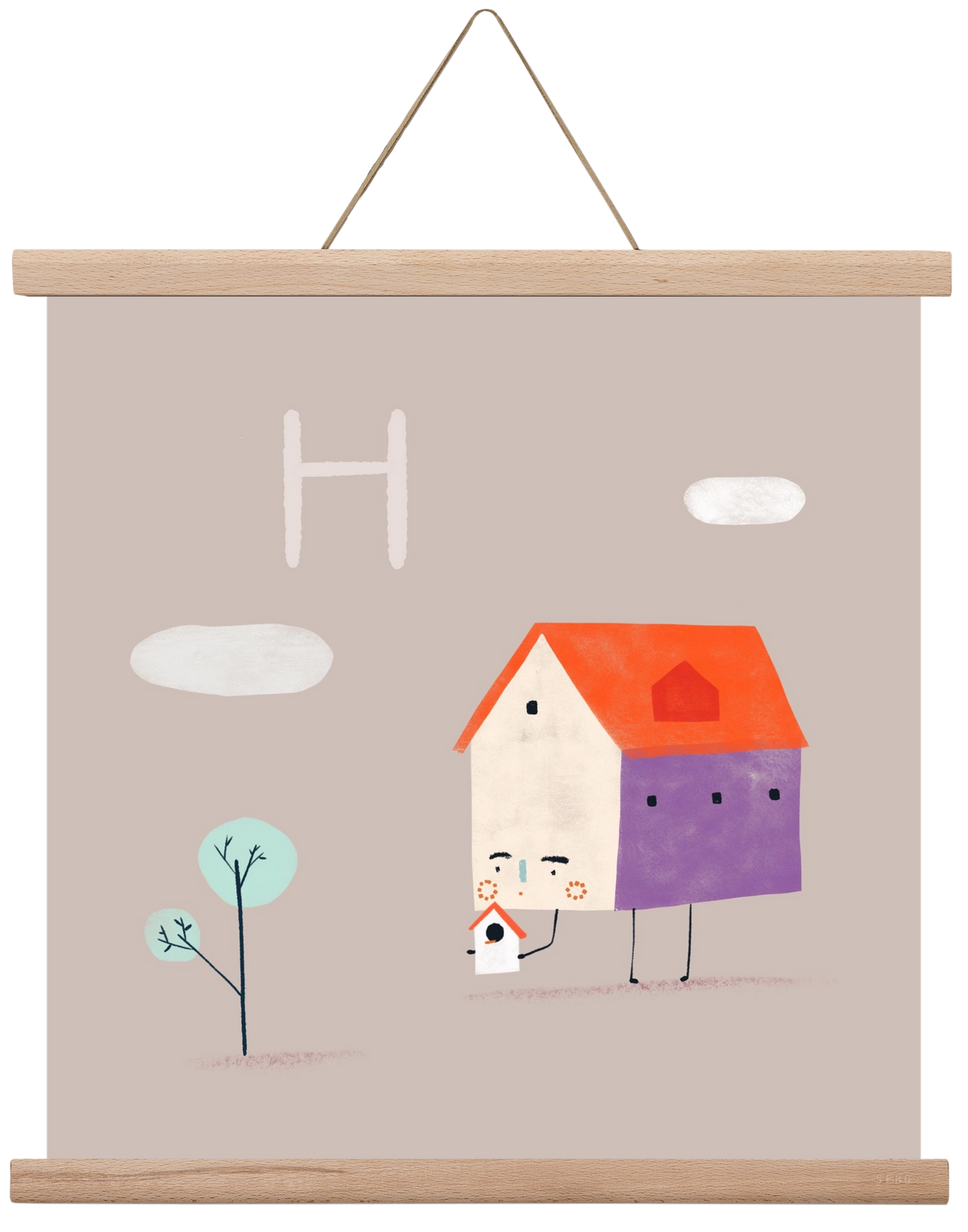 H, mint Házikó, 40x40 cm (40x40 cm), Tölgy akasztó