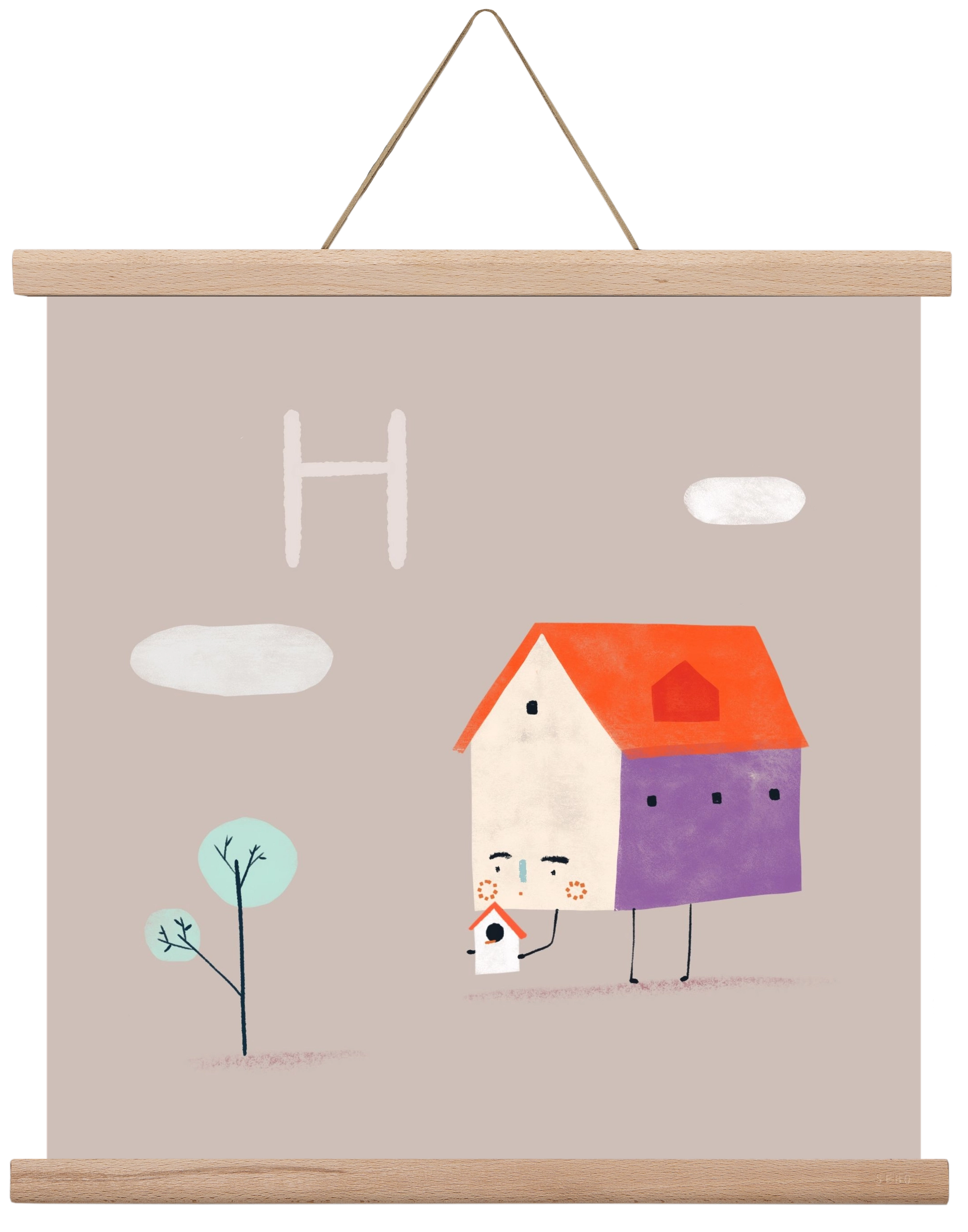 H, mint Házikó, 40x40 cm (40x40 cm), Tölgy akasztó