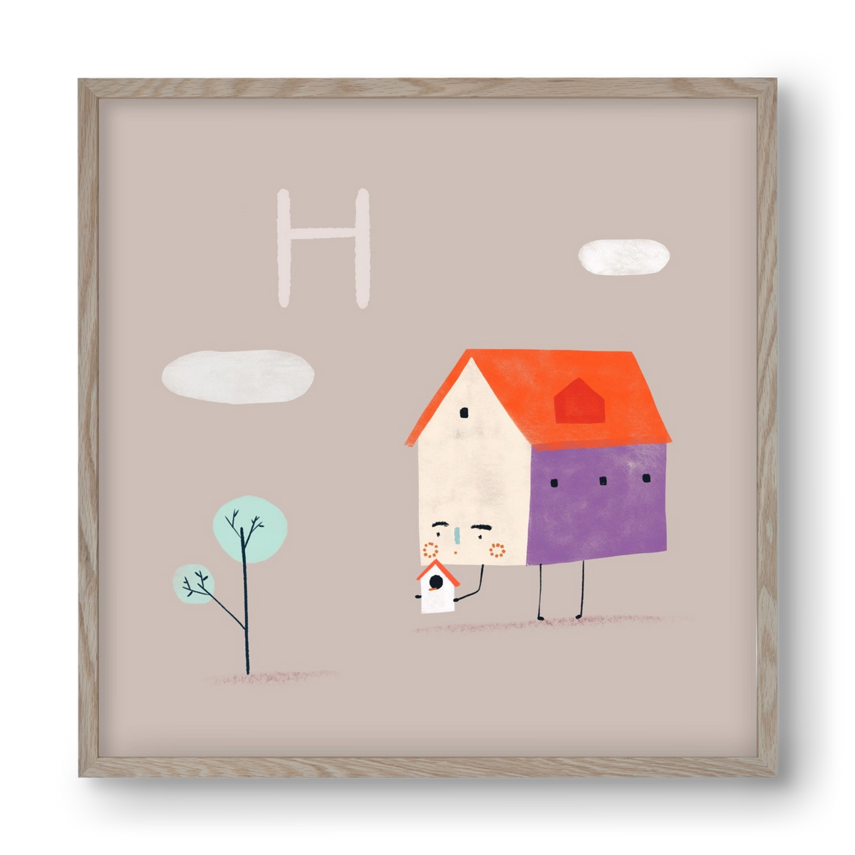H, mint Házikó, 40x40 cm (40x40 cm), Tölgy keret