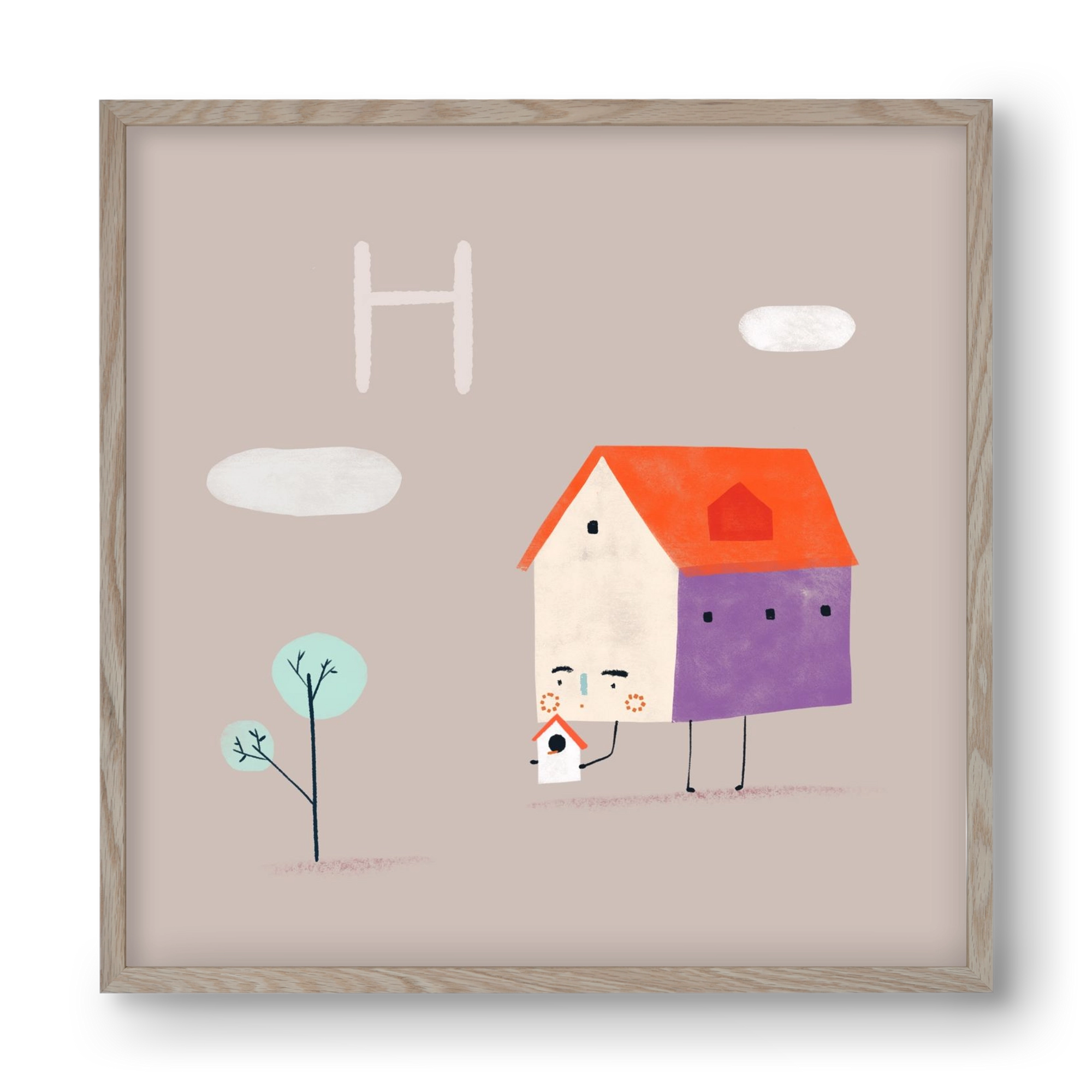H, mint Házikó, 40x40 cm (40x40 cm), Tölgy keret