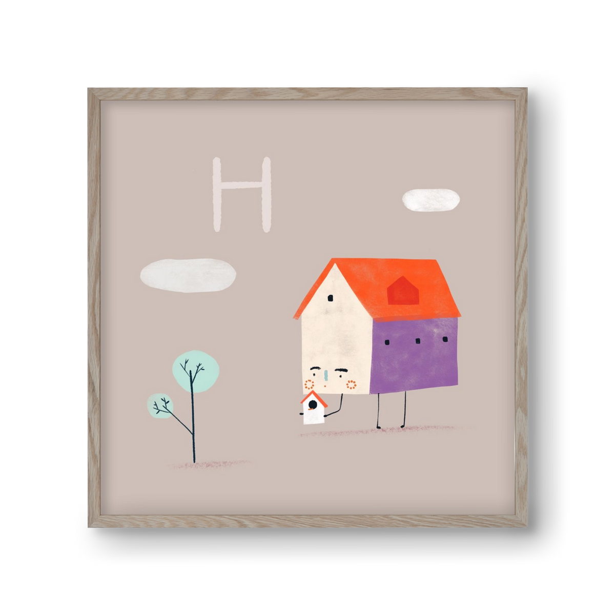 H, mint Házikó, 30x30 cm (30x30 cm), Tölgy keret