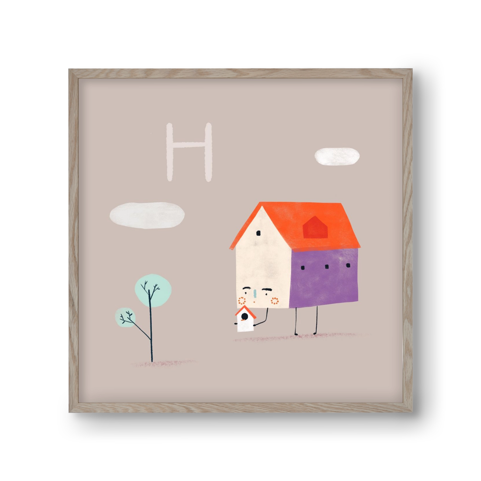 H, mint Házikó, 30x30 cm (30x30 cm), Tölgy keret