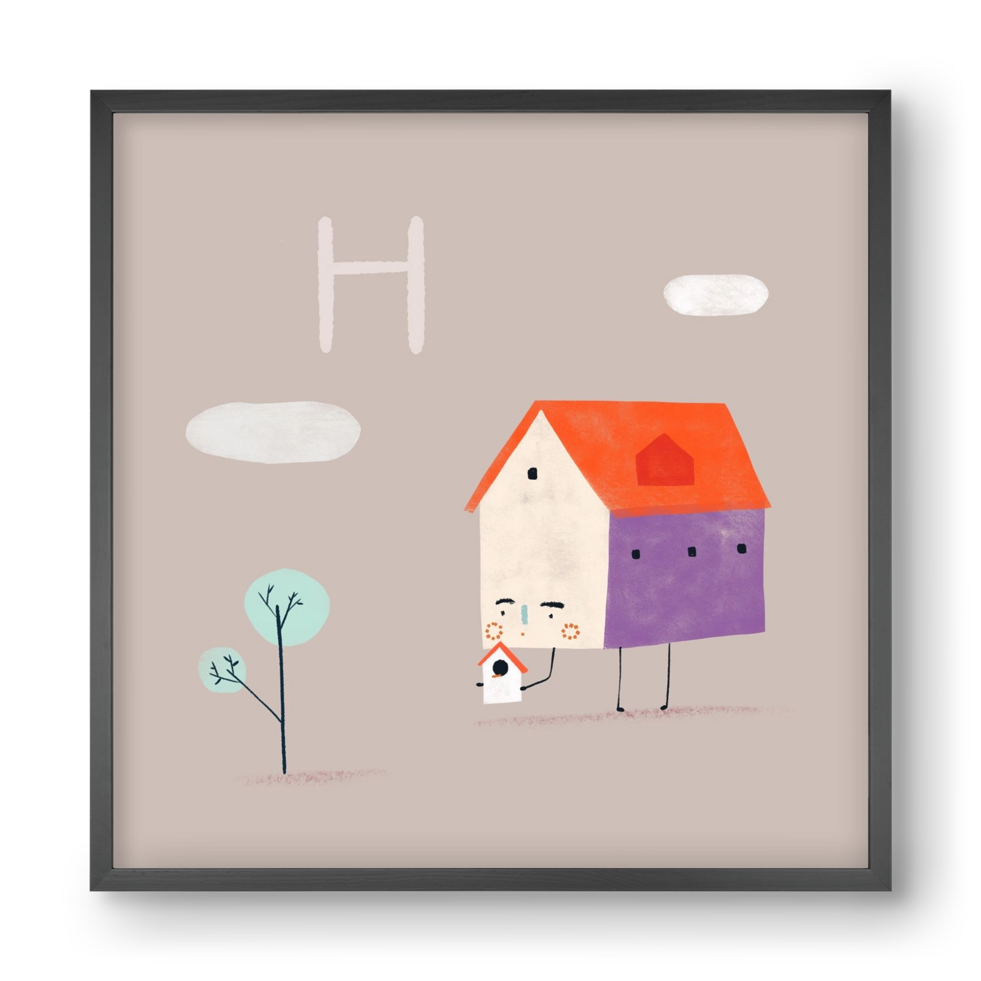 H, mint Házikó, 40x40 cm (40x40 cm), Fekete keret