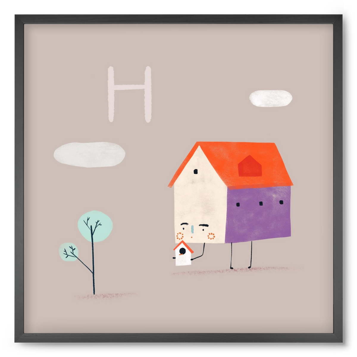 H, mint Házikó, 50x50 cm (50x50 cm), Fekete keret