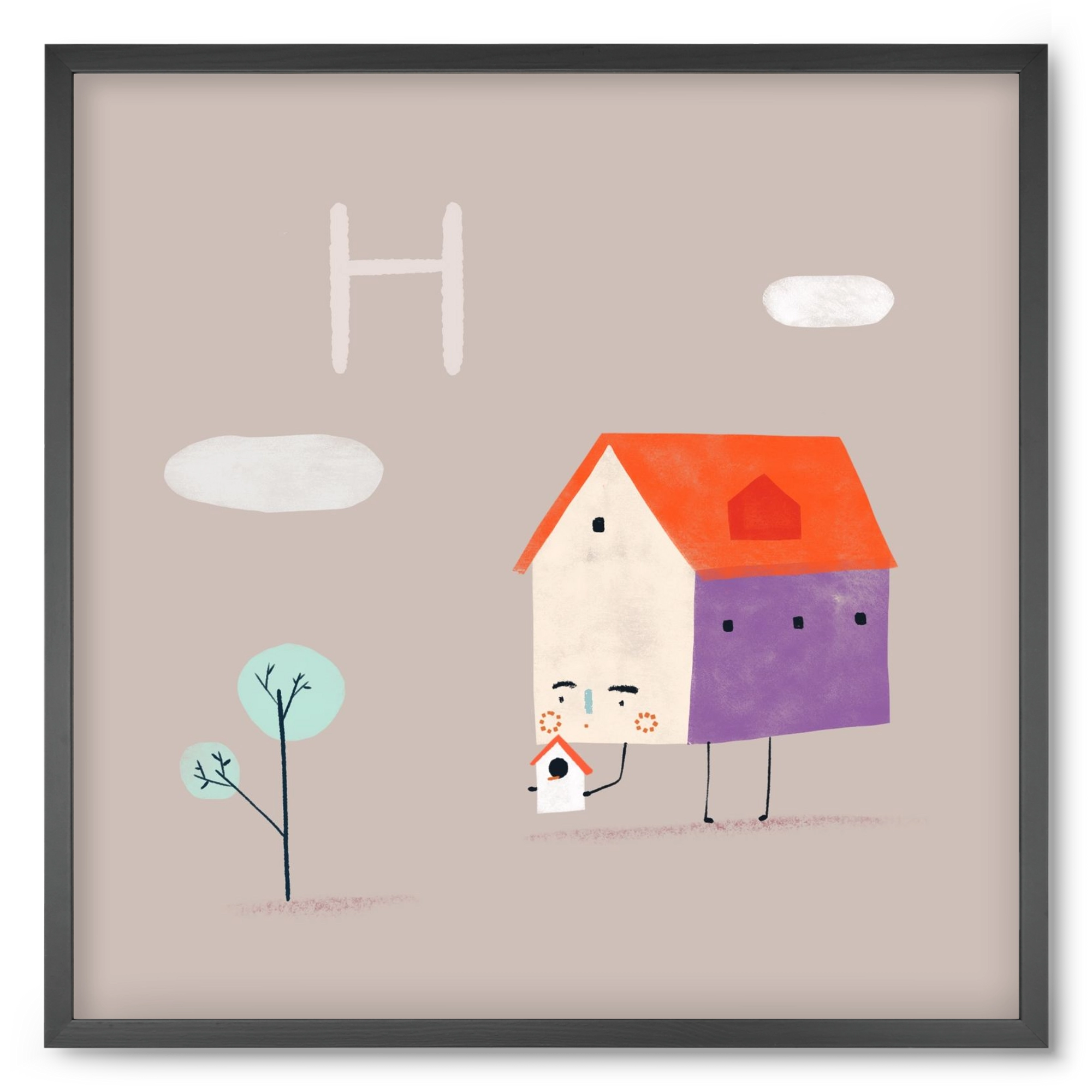 H, mint Házikó, 50x50 cm (50x50 cm), Fekete keret